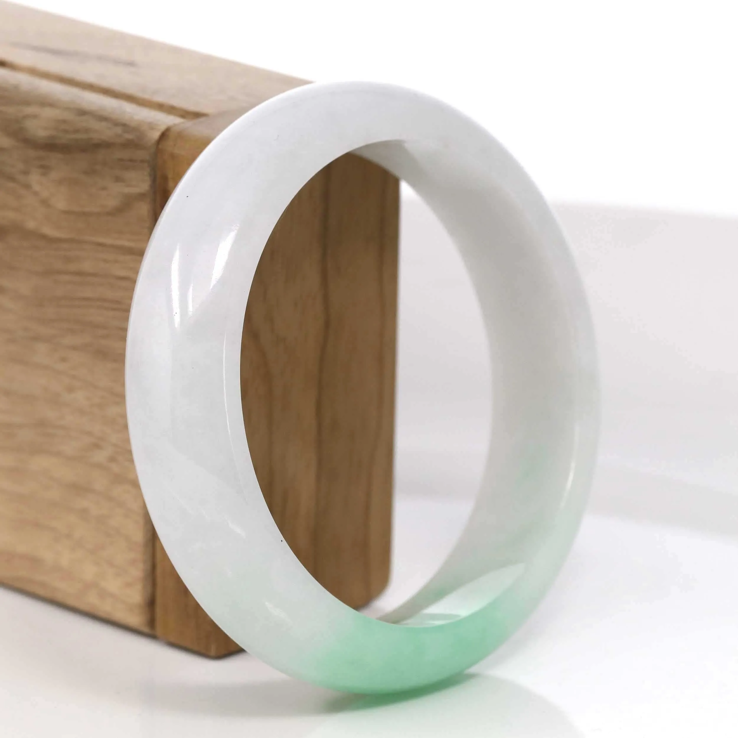 Baikalla Classic Green Natural Jadeite Jade Wider Bangle Bracelet (59.39 mm) #972