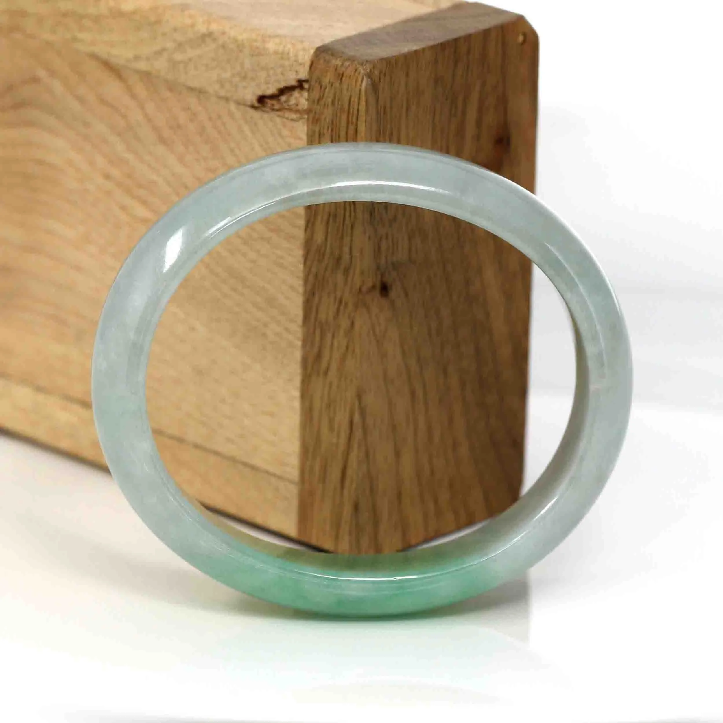 Baikalla Genuine Burmese Green Jadeite Jade Oval Bangle (55.24 mm) #339