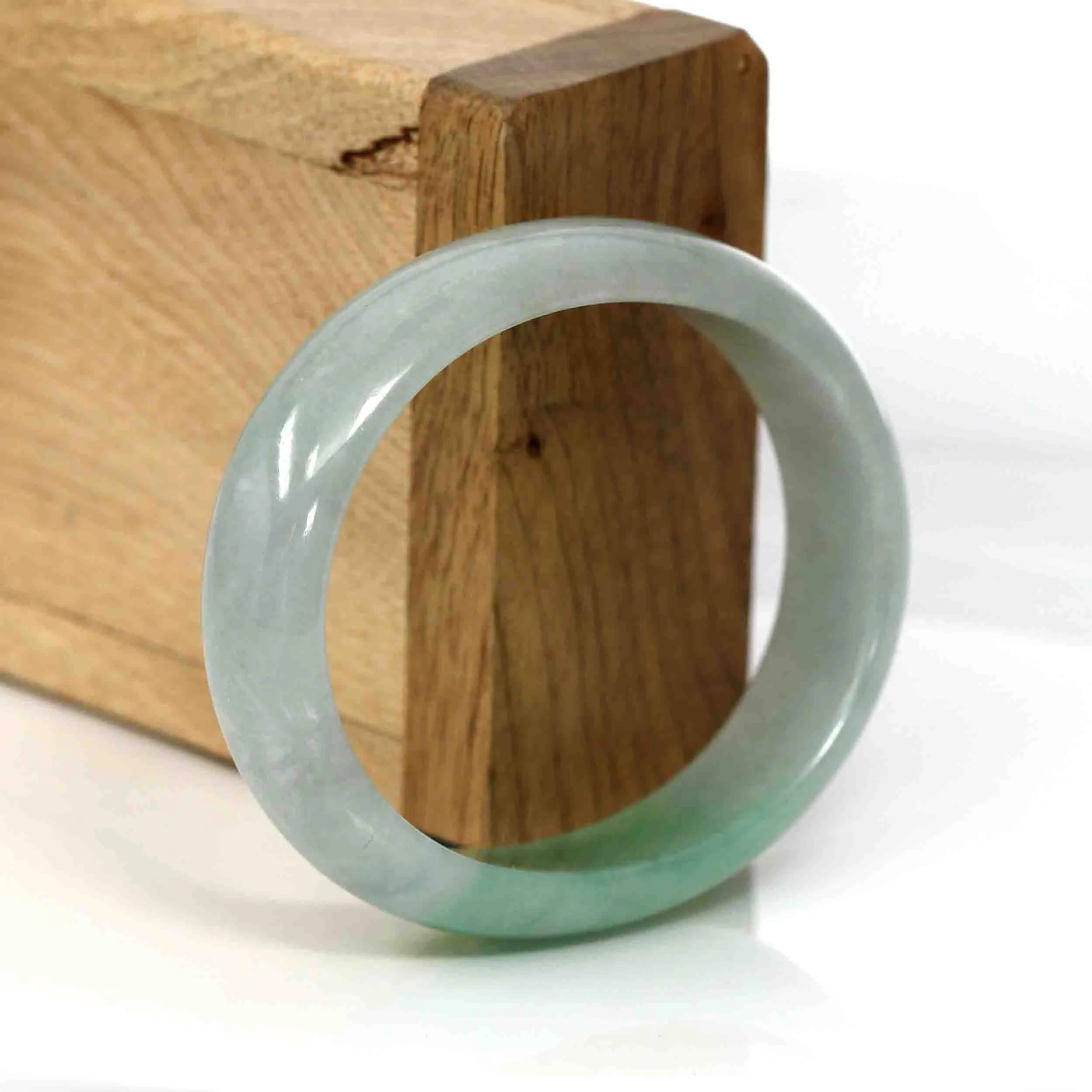 Baikalla Genuine Burmese Green Jadeite Jade Oval Bangle (55.24 mm) #339