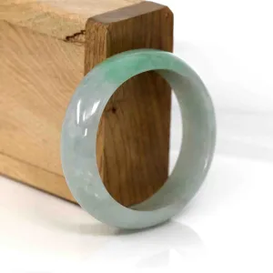 Baikalla Genuine Burmese Green Jadeite Jade Oval Bangle (55.24 mm) #339