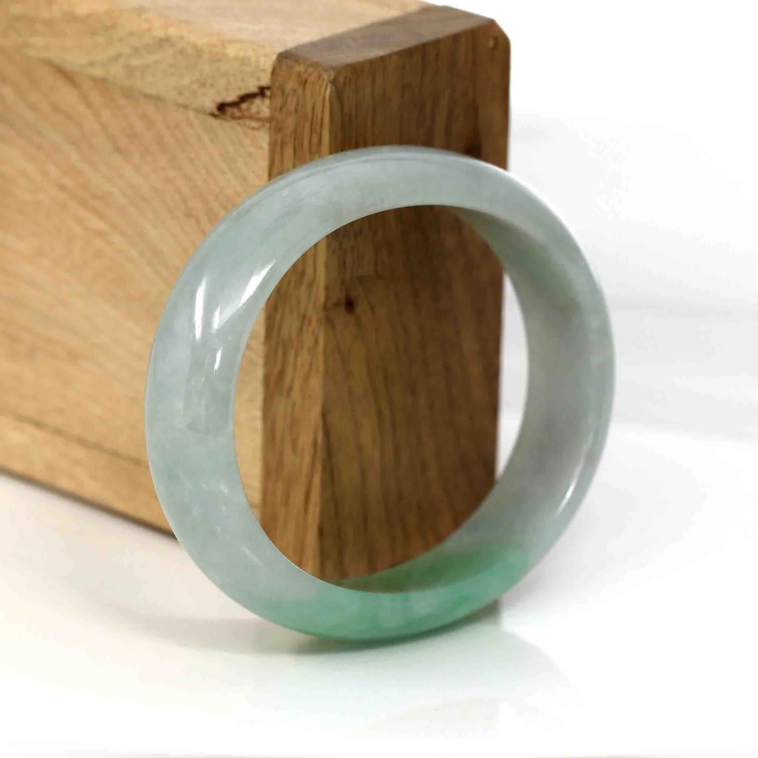 Baikalla Genuine Burmese Green Jadeite Jade Oval Bangle (55.24 mm) #339