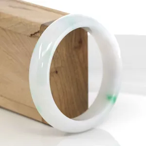 Baikalla Genuine White & Green Burmese Jadeite Jade Bangle Bracelet (59.2mm)#151