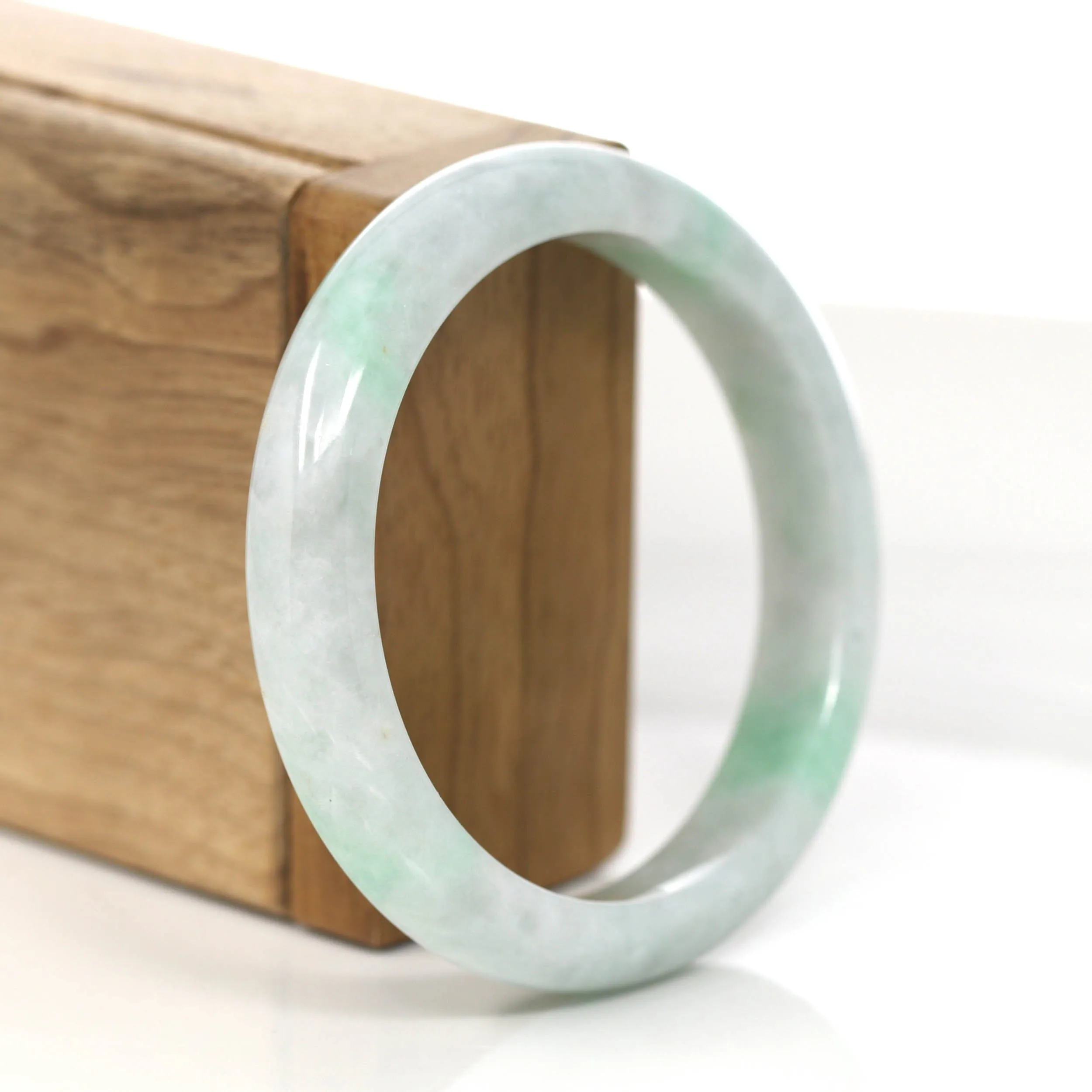 Baikalla "Classic Bangle" Genuine Burmese Green Jadeite Jade Bangle Bracelet (56.83mm)#851