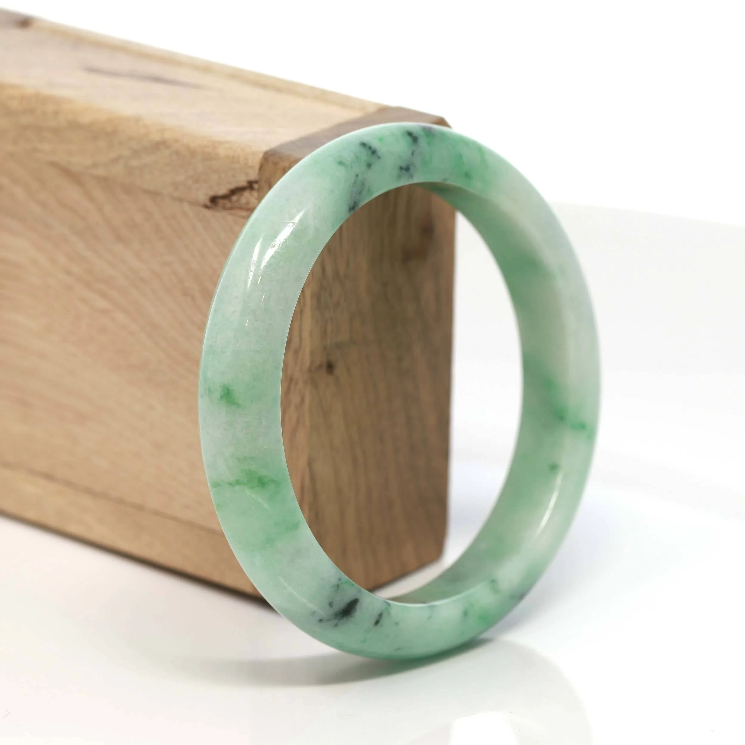 Baikalla™ "Classic Bangle" Genuine Burmese Green Jadeite Jade Bangle Bracelet (58.4 mm) #171