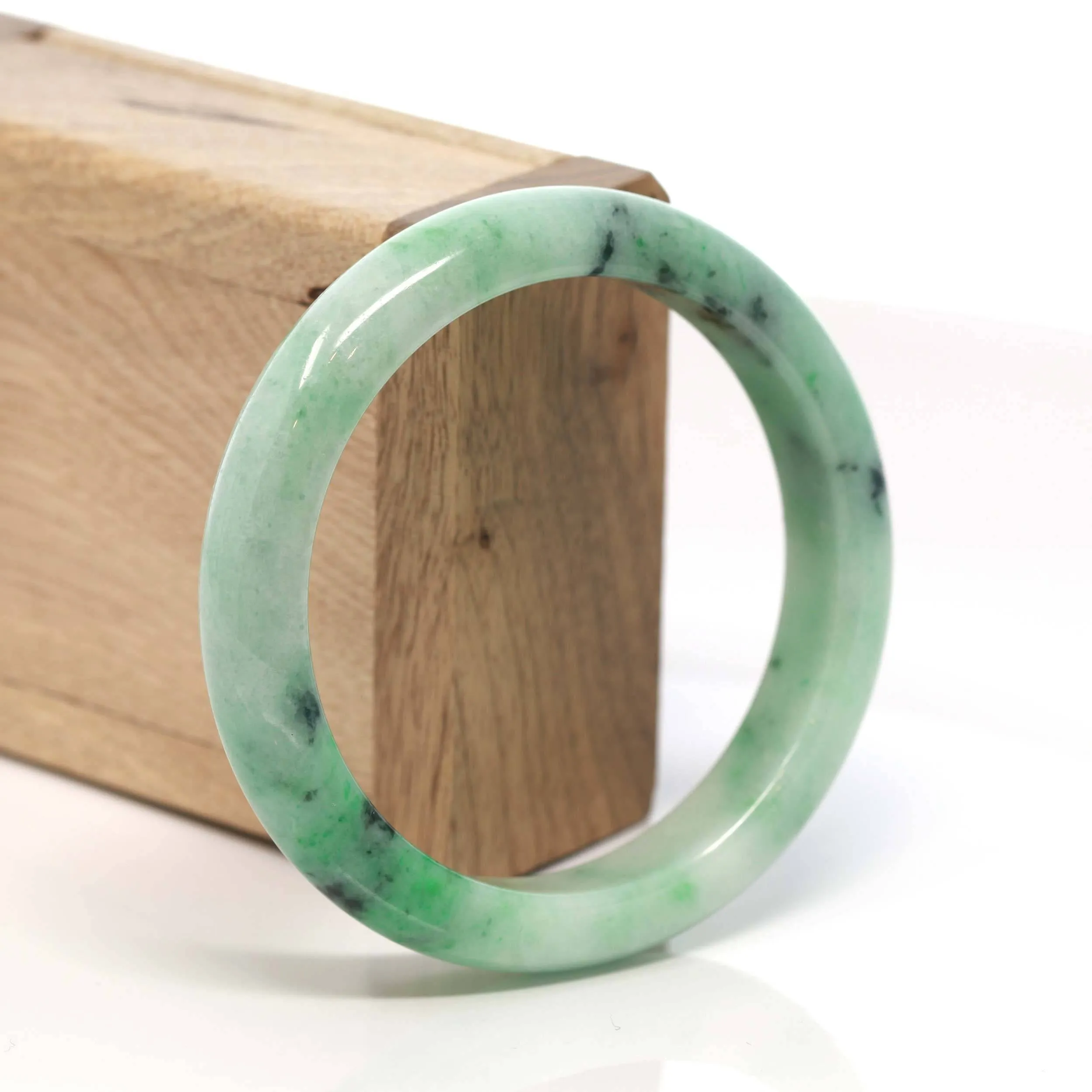 Baikalla™ "Classic Bangle" Genuine Burmese Green Jadeite Jade Bangle Bracelet (58.4 mm) #171