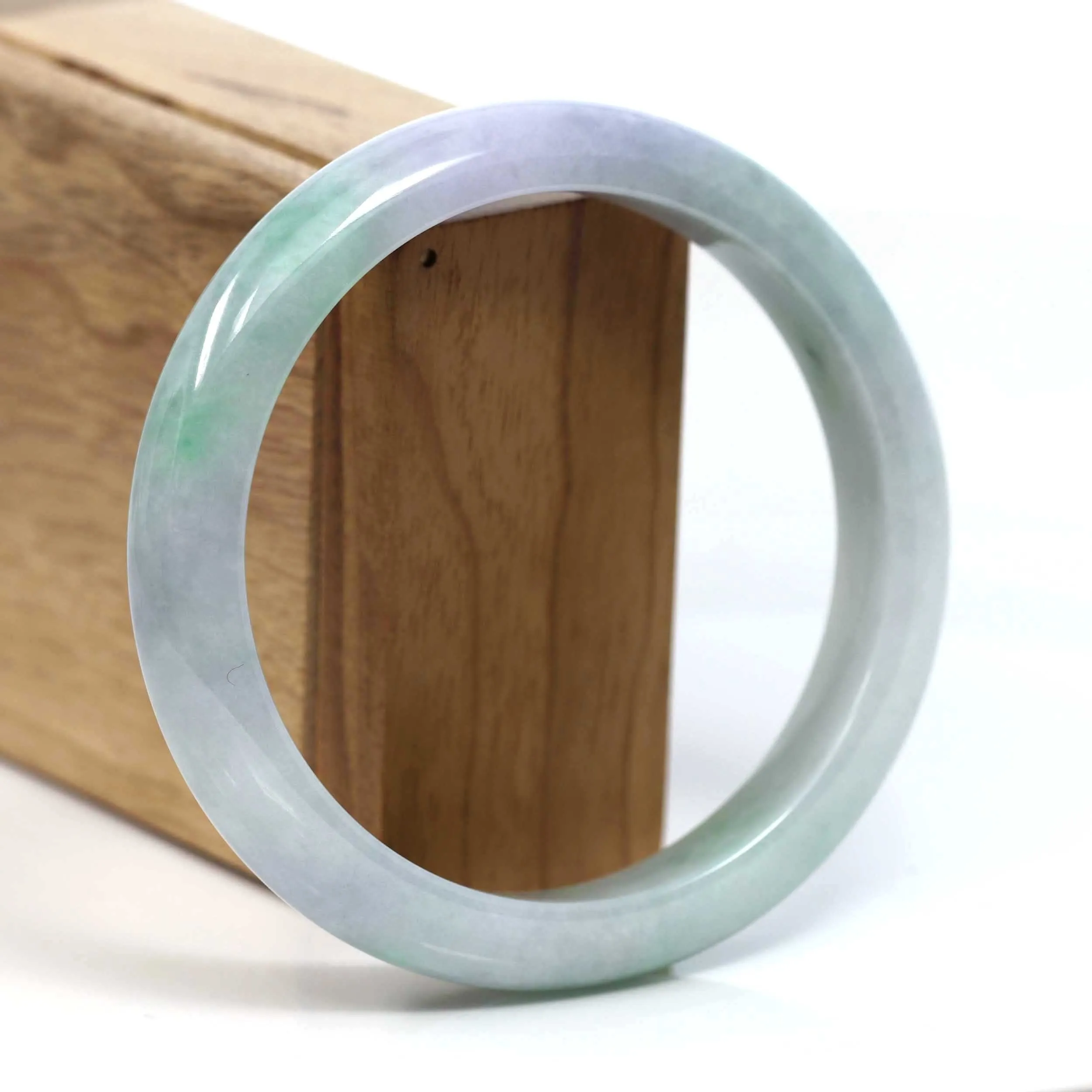 Baikalla™ "Classic Bangle" Genuine Burmese Lavender Green Jadeite Jade Bangle Bracelet (62.63mm) #T201