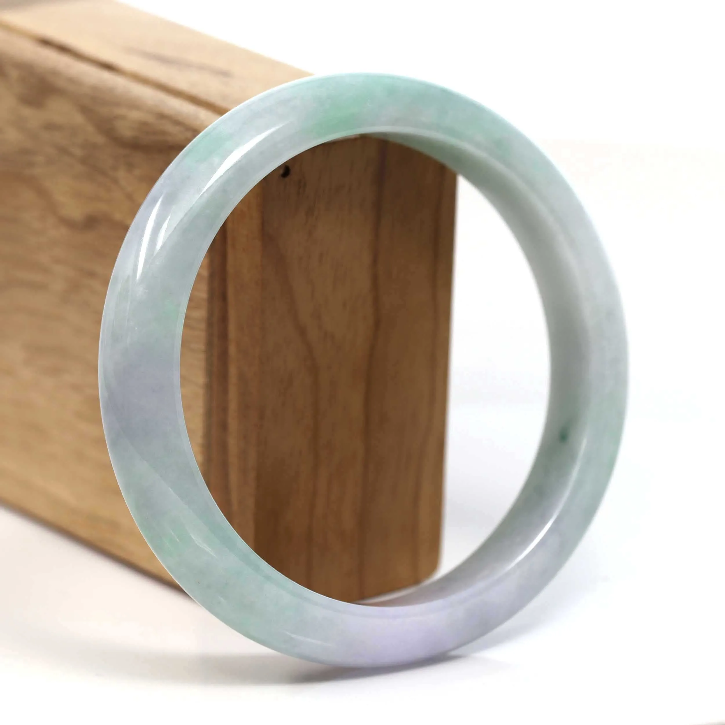 Baikalla™ "Classic Bangle" Genuine Burmese Lavender Green Jadeite Jade Bangle Bracelet (62.63mm) #T201