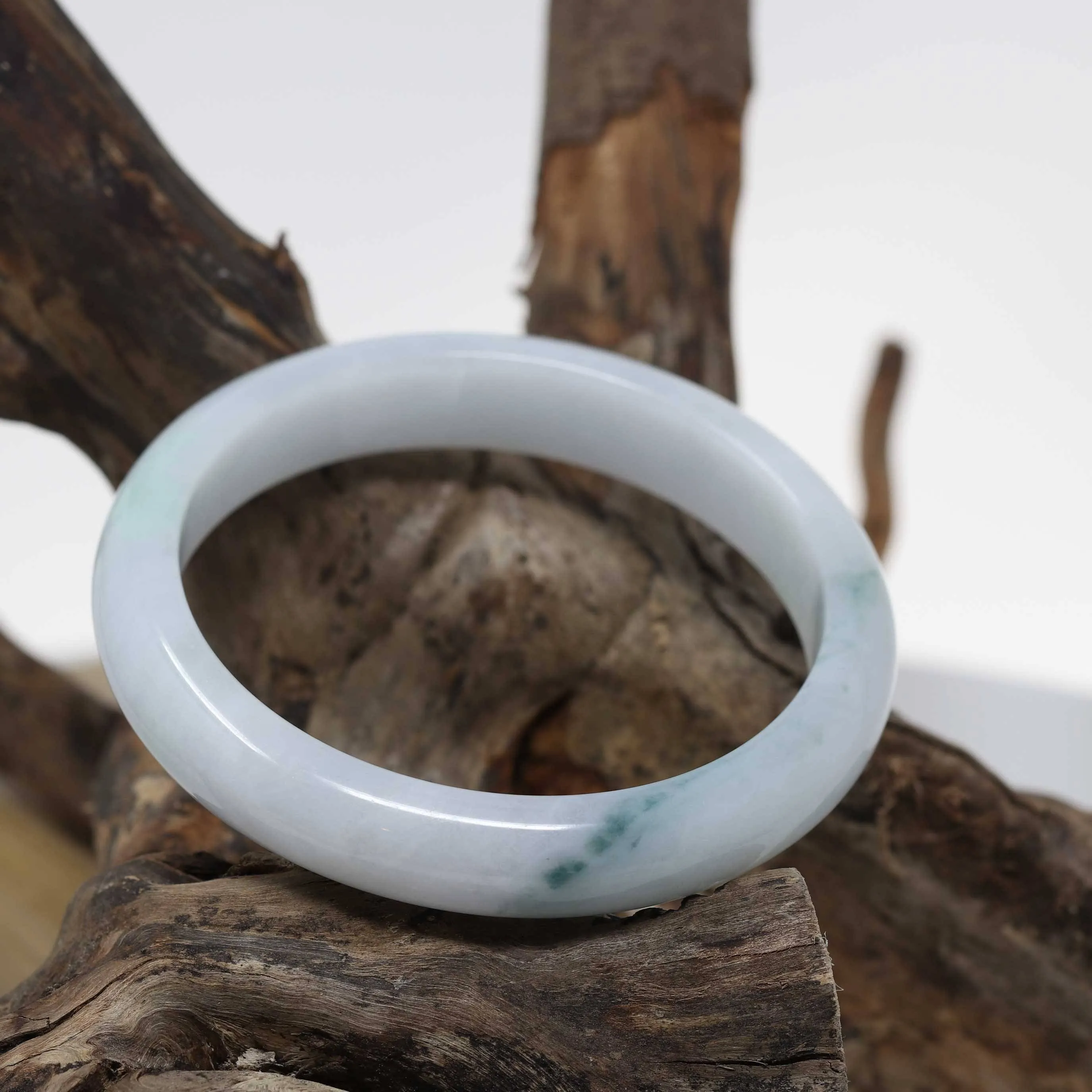 Baikalla™ "Classic Bangle" Genuine Burmese Light Green Jadeite Jade Bangle Bracelet ( 62.4 mm) #512