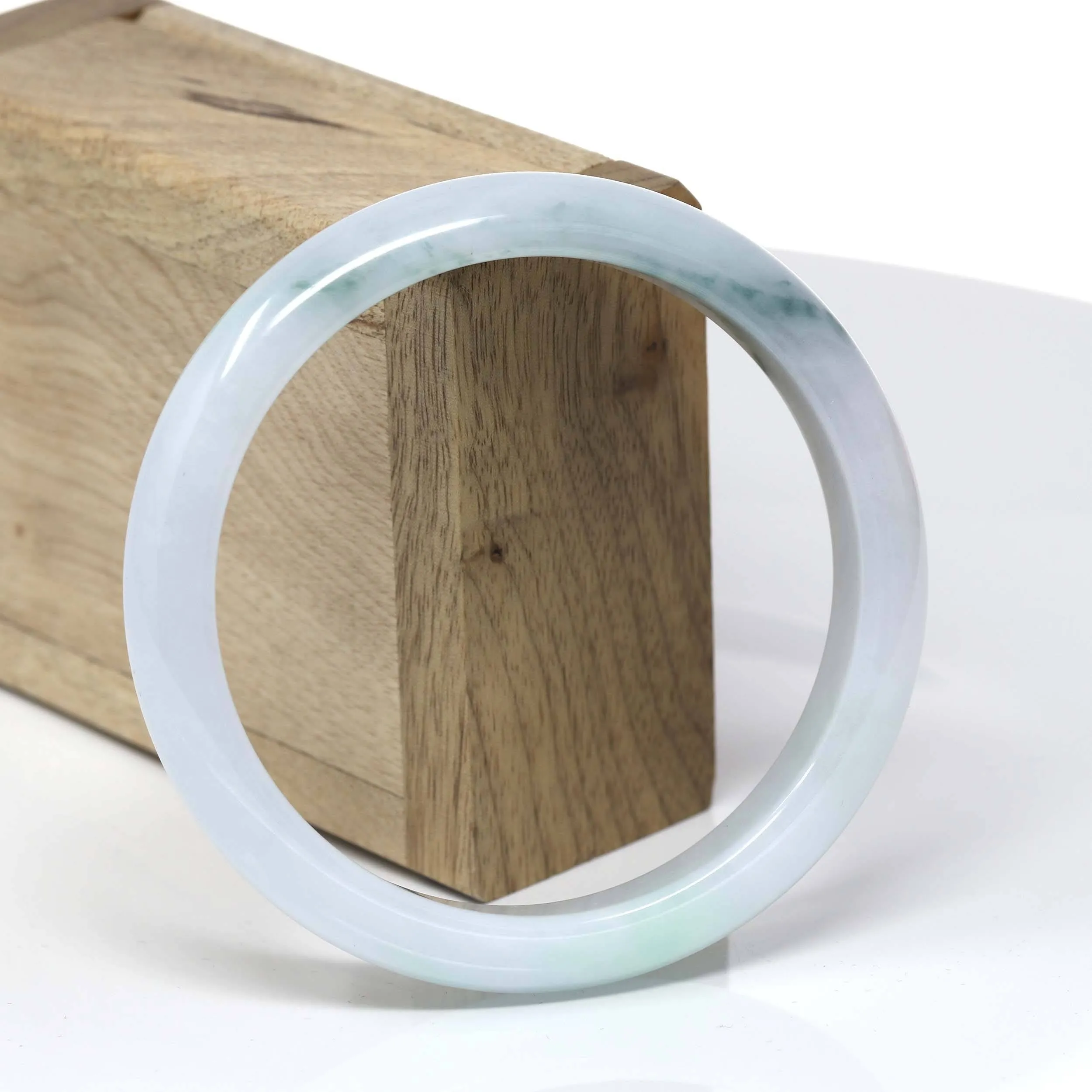 Baikalla™ "Classic Bangle" Genuine Burmese Light Green Jadeite Jade Bangle Bracelet ( 62.4 mm) #512