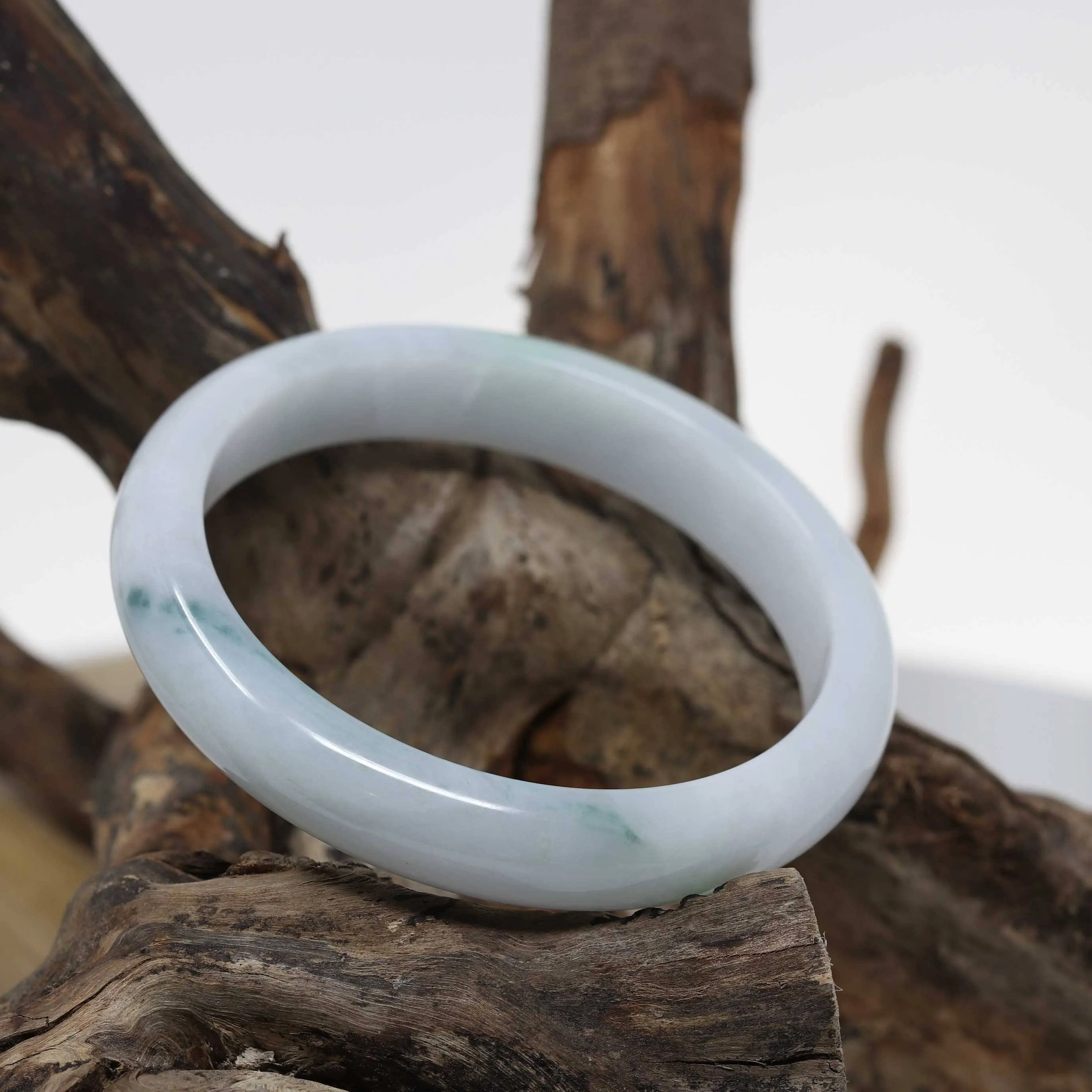 Baikalla™ "Classic Bangle" Genuine Burmese Light Green Jadeite Jade Bangle Bracelet ( 62.4 mm) #512