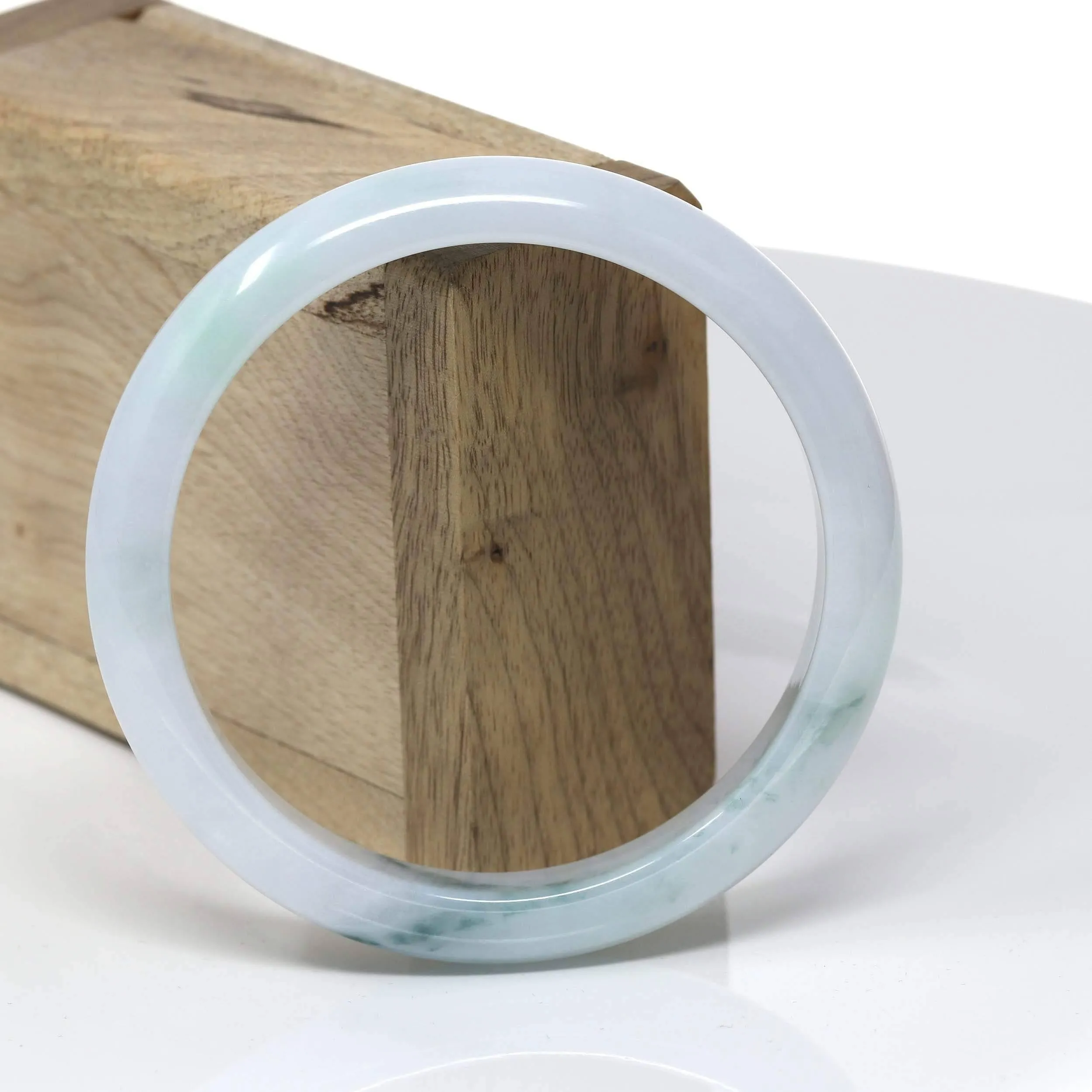 Baikalla™ "Classic Bangle" Genuine Burmese Light Green Jadeite Jade Bangle Bracelet ( 62.4 mm) #512