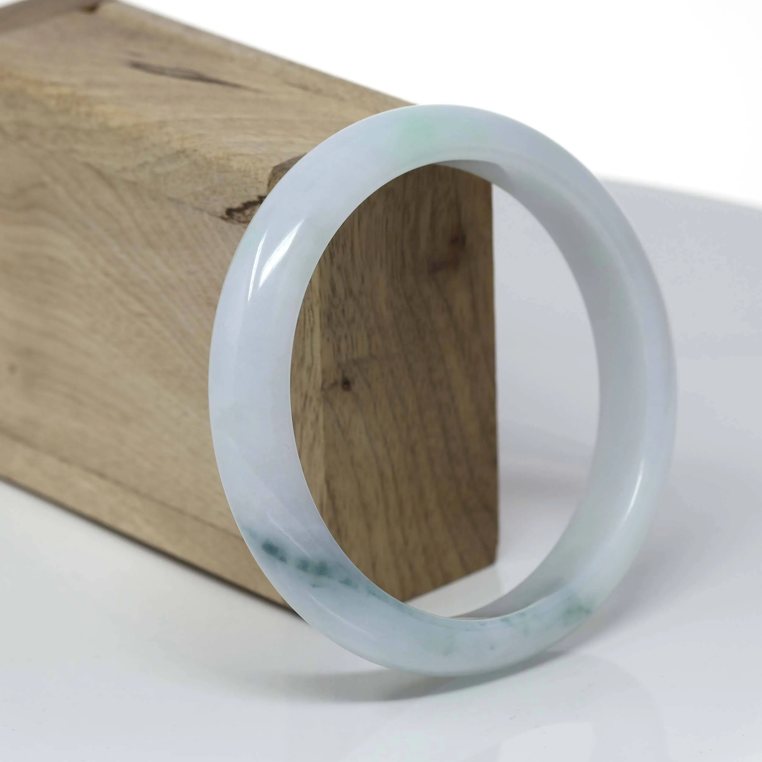Baikalla™ "Classic Bangle" Genuine Burmese Light Green Jadeite Jade Bangle Bracelet ( 62.4 mm) #512