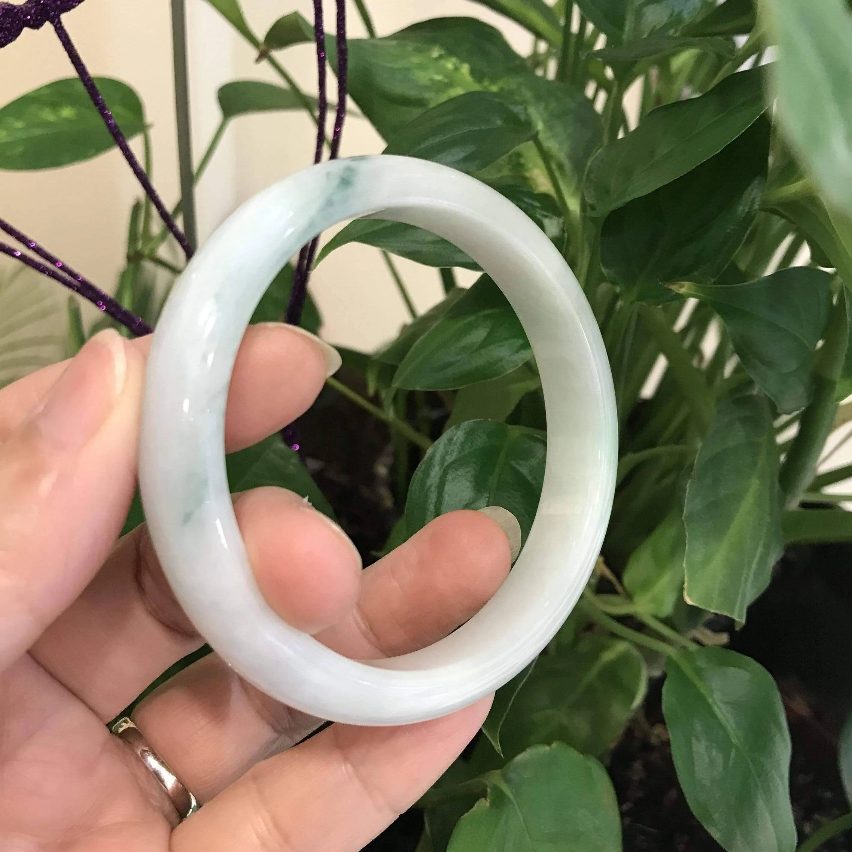 Baikalla™ "Classic Bangle" Genuine Burmese Light Green Jadeite Jade Bangle Bracelet ( 62.4 mm) #512