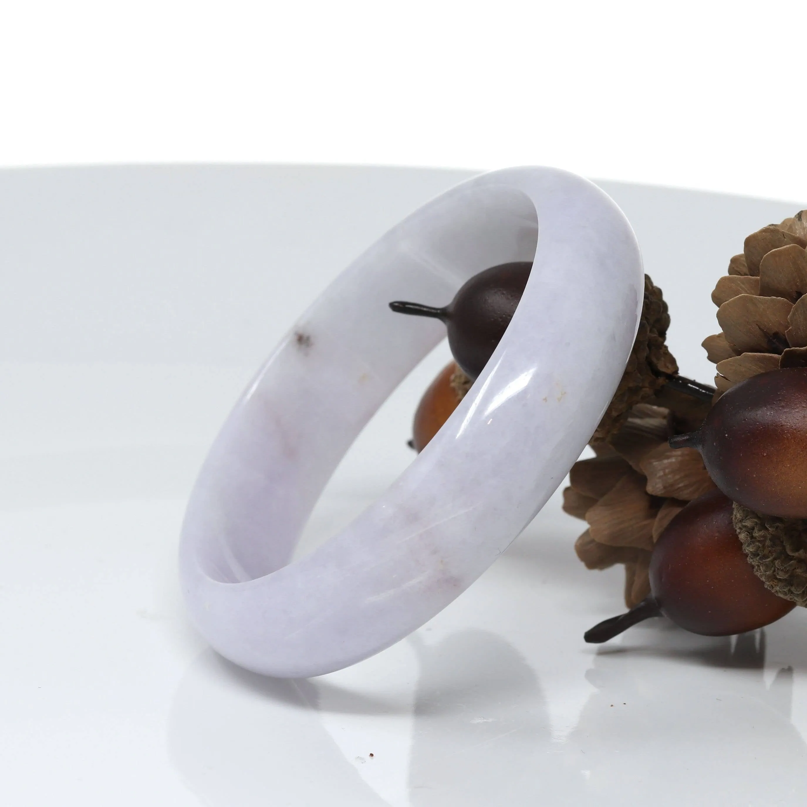Baikalla™ "Classic Bangle" Genuine Burmese Light Lavender Jadeite Jade Bangle Bracelet (54.8mm) #524