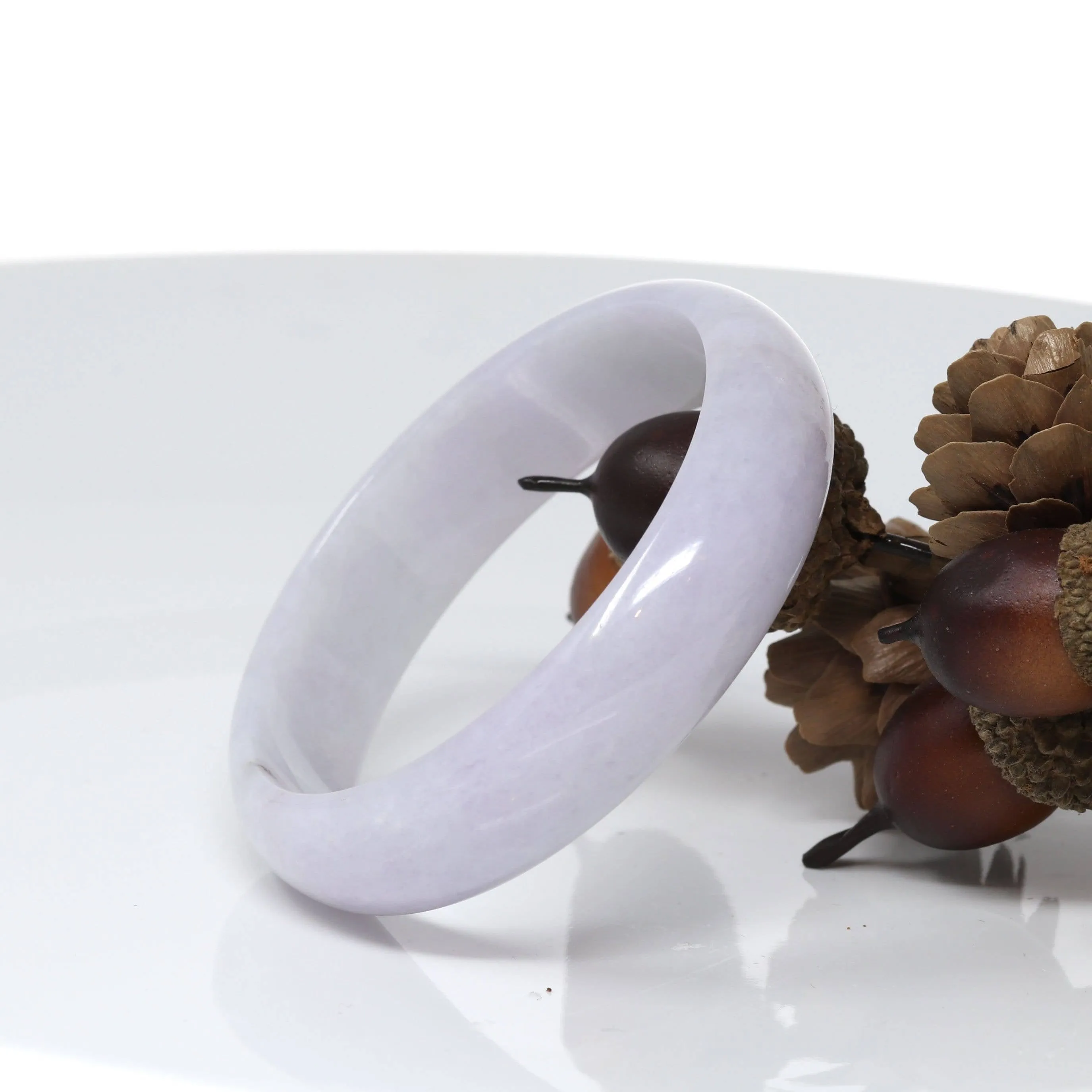Baikalla™ "Classic Bangle" Genuine Burmese Light Lavender Jadeite Jade Bangle Bracelet (54.8mm) #524