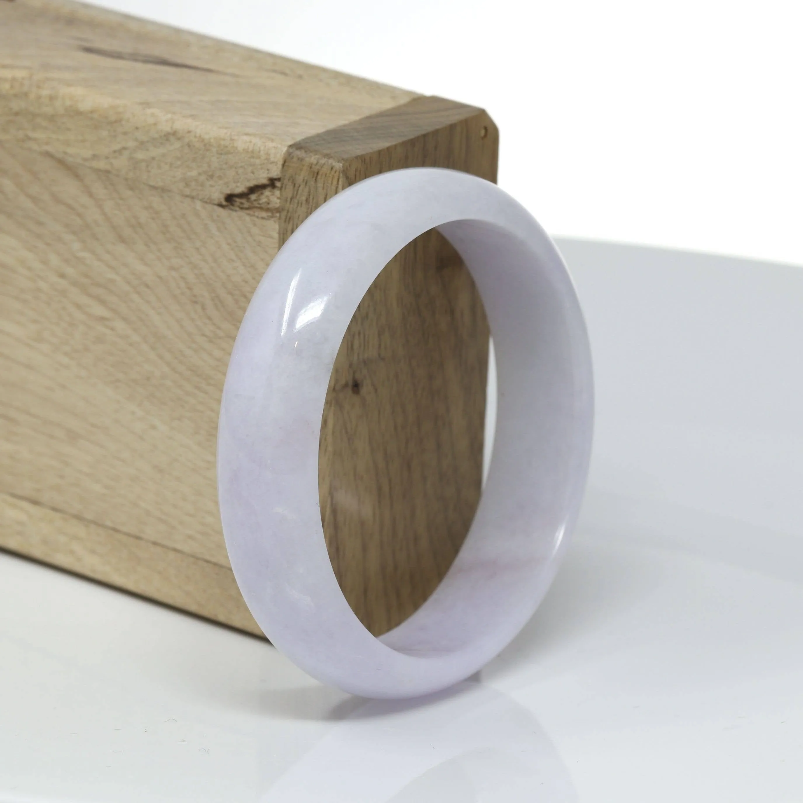 Baikalla™ "Classic Bangle" Genuine Burmese Light Lavender Jadeite Jade Bangle Bracelet (54.8mm) #524