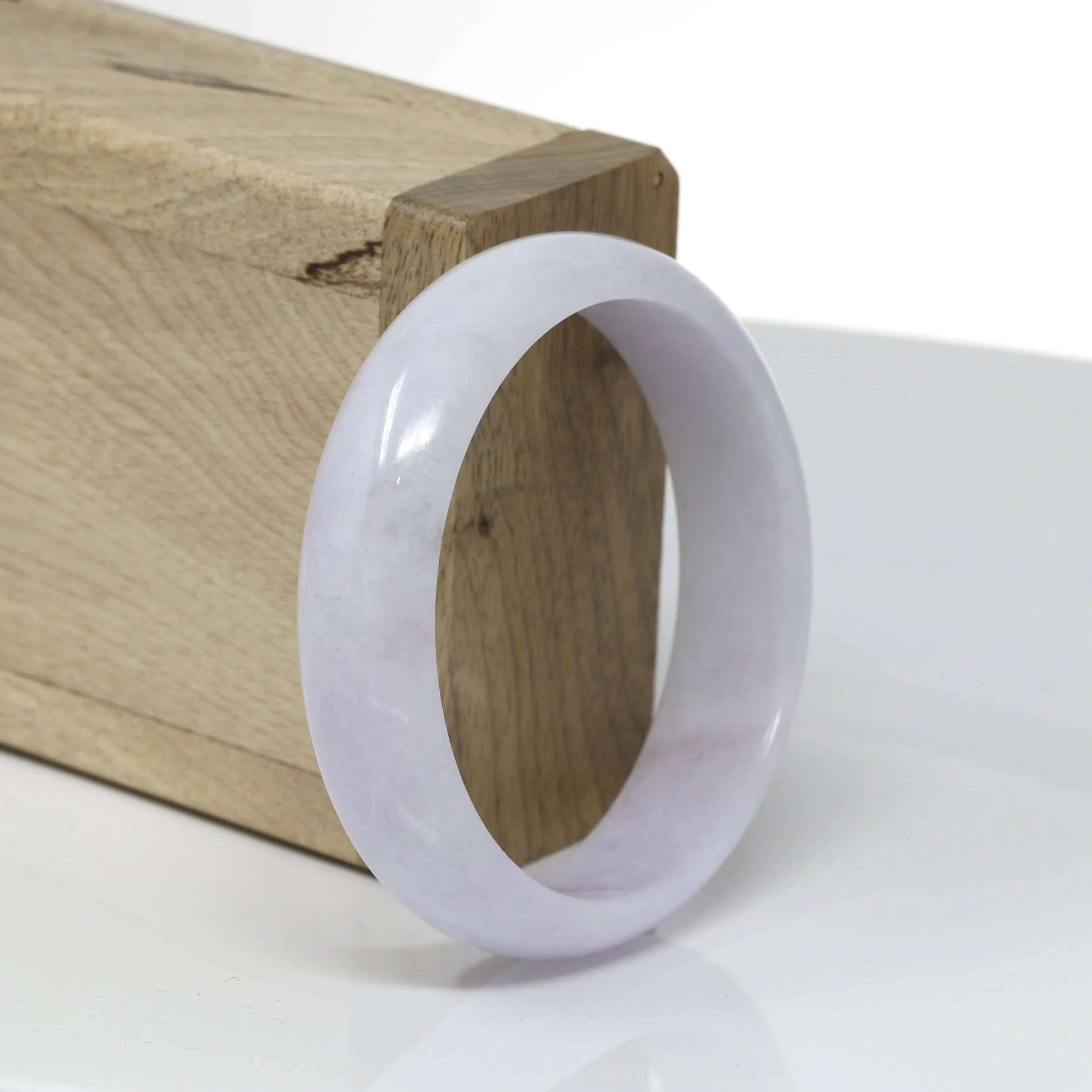 Baikalla™ "Classic Bangle" Genuine Burmese Light Lavender Jadeite Jade Bangle Bracelet (54.8mm) #524