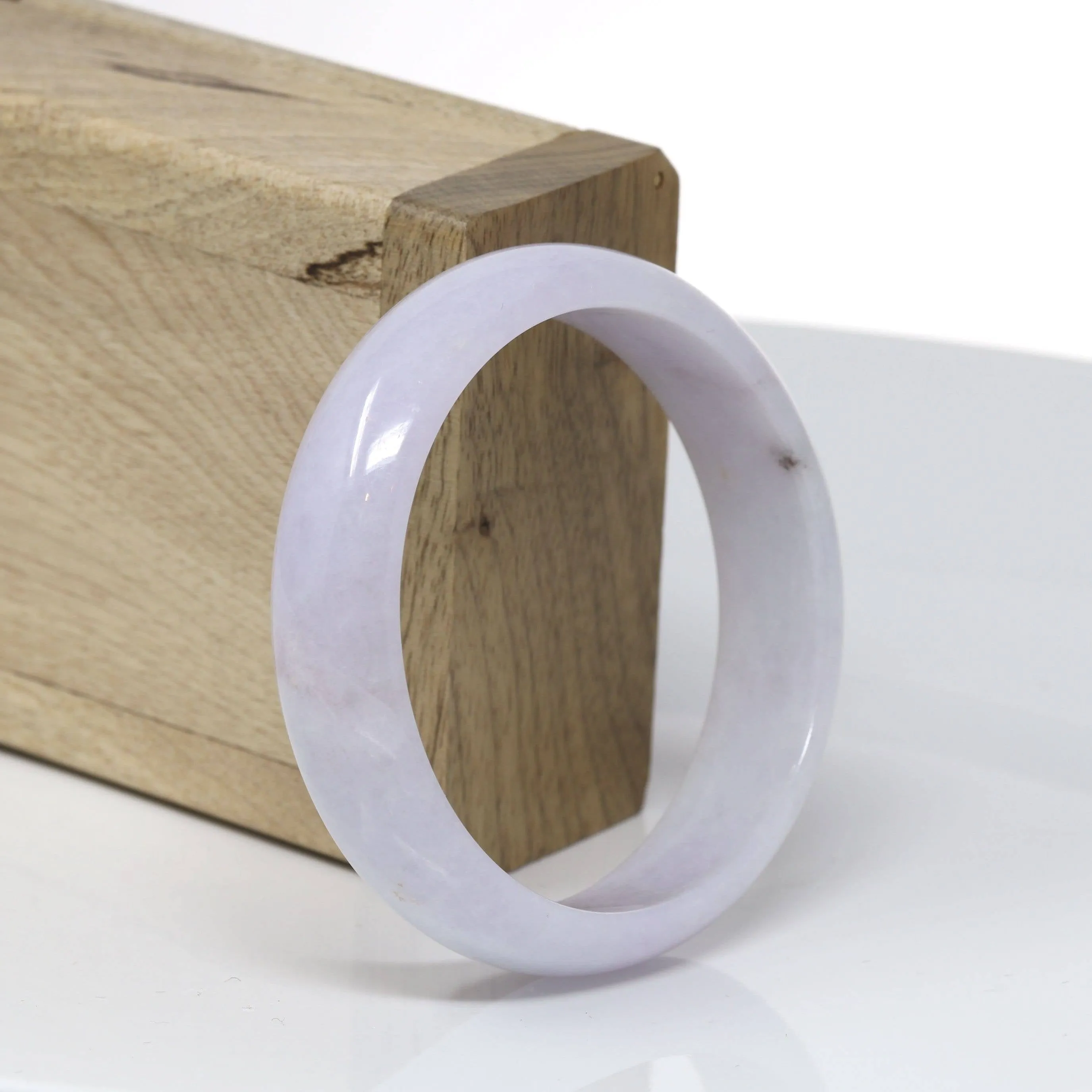 Baikalla™ "Classic Bangle" Genuine Burmese Light Lavender Jadeite Jade Bangle Bracelet (54.8mm) #524