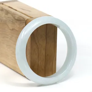 Baikalla™ "Classic" Genuine Jadeite Jade White-Green Bangle Bracelet (57.44mm) #T291