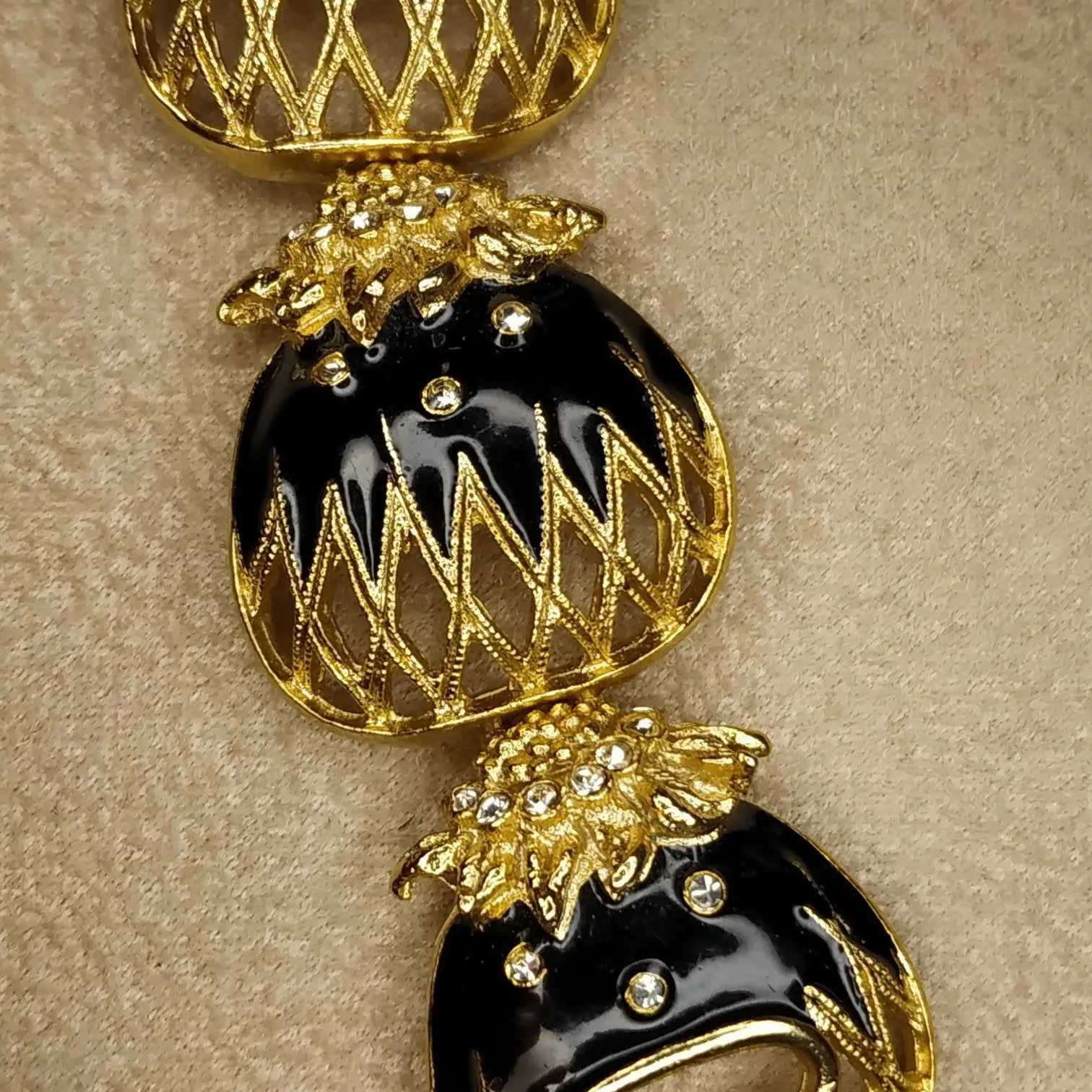 Balenciaga Bracelet Vintage Black Enamel Gold Plated