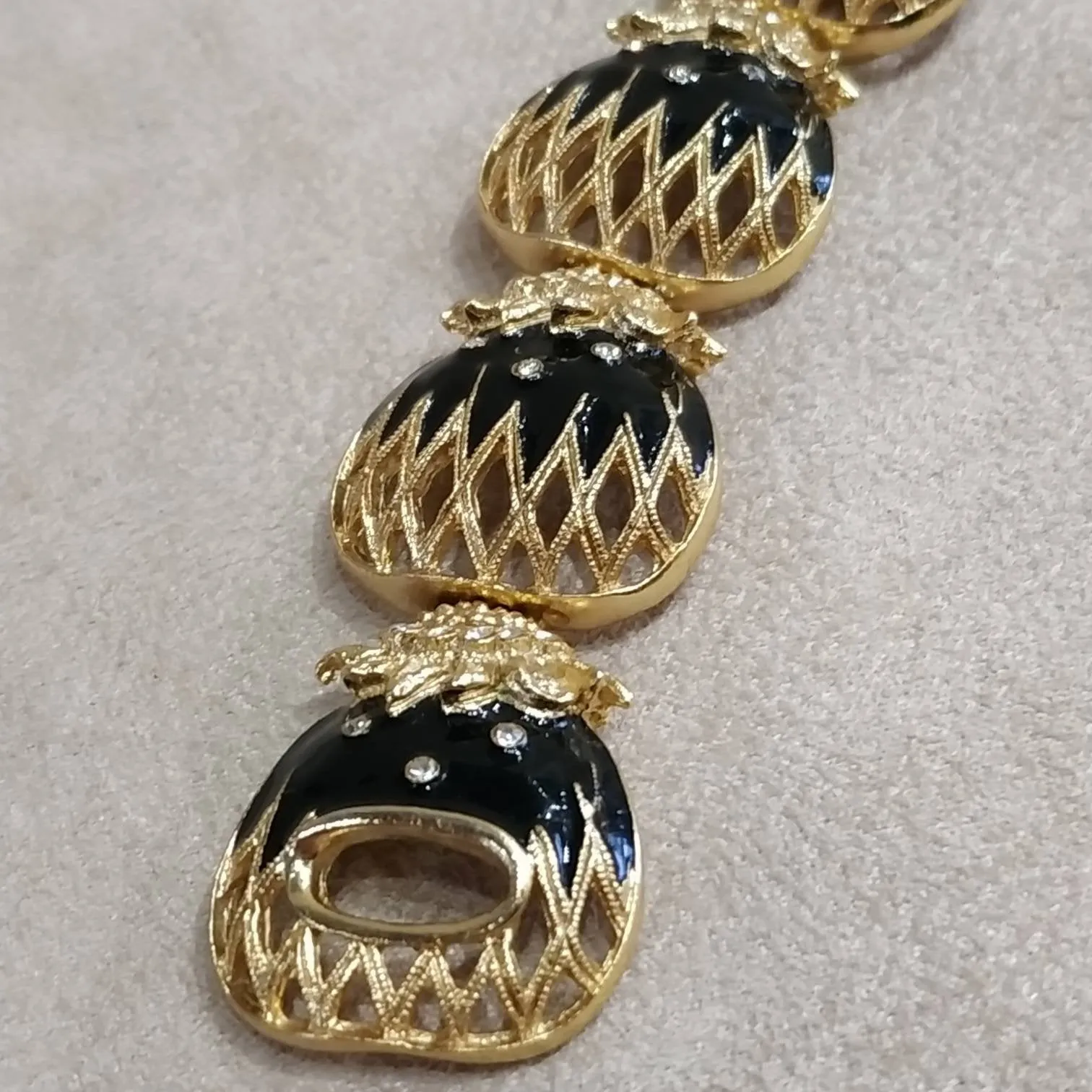Balenciaga Bracelet Vintage Black Enamel Gold Plated
