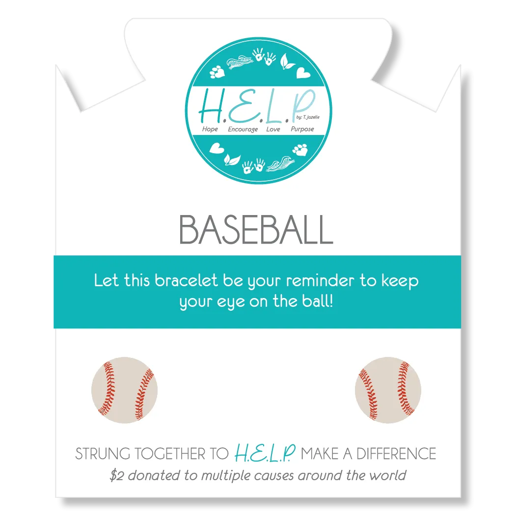 Baseball Charm with Blue Zebra Jade Charity Bracelet
