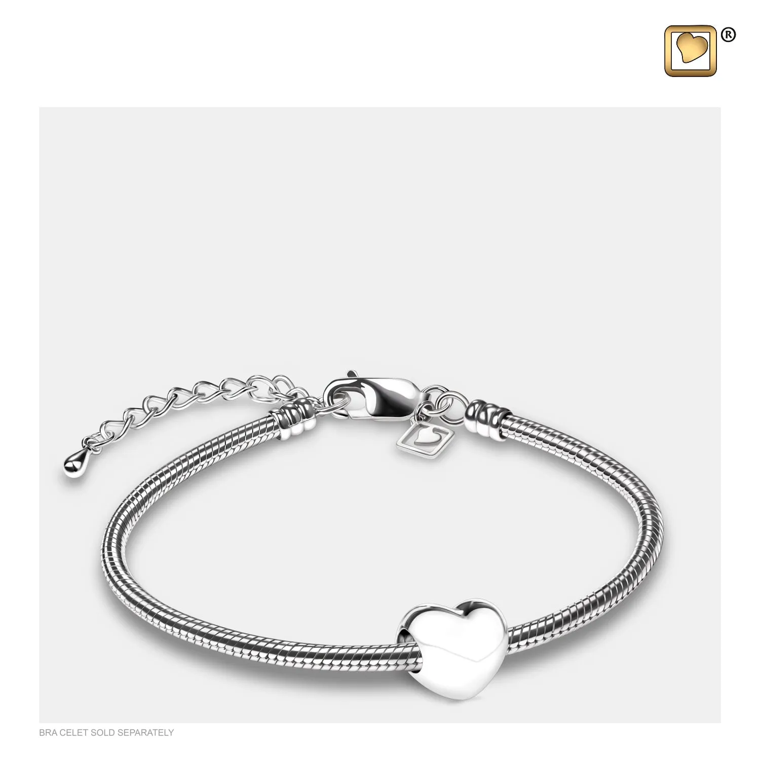 Bead: LoveHeart - Rhodium Plated - BD2000