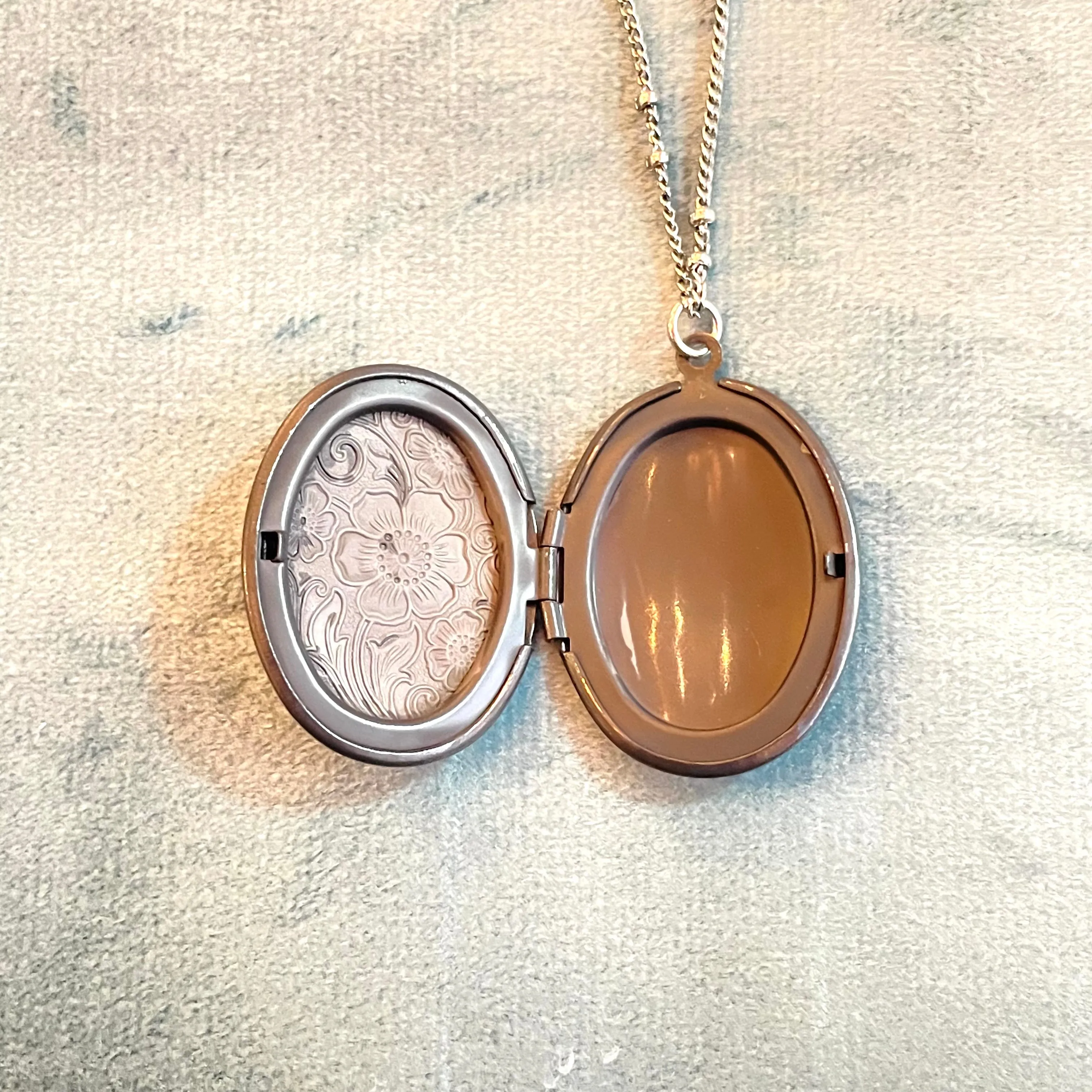 Beetle Charm Oval Filigree Locket