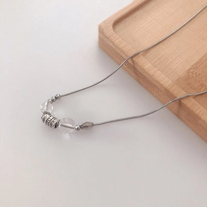 BerriesJam - 2024 Retro Collar Clavicle Minimalist Steel Beaded Necklace