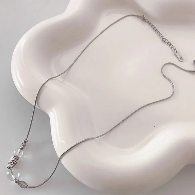 BerriesJam - 2024 Retro Collar Clavicle Minimalist Steel Beaded Necklace
