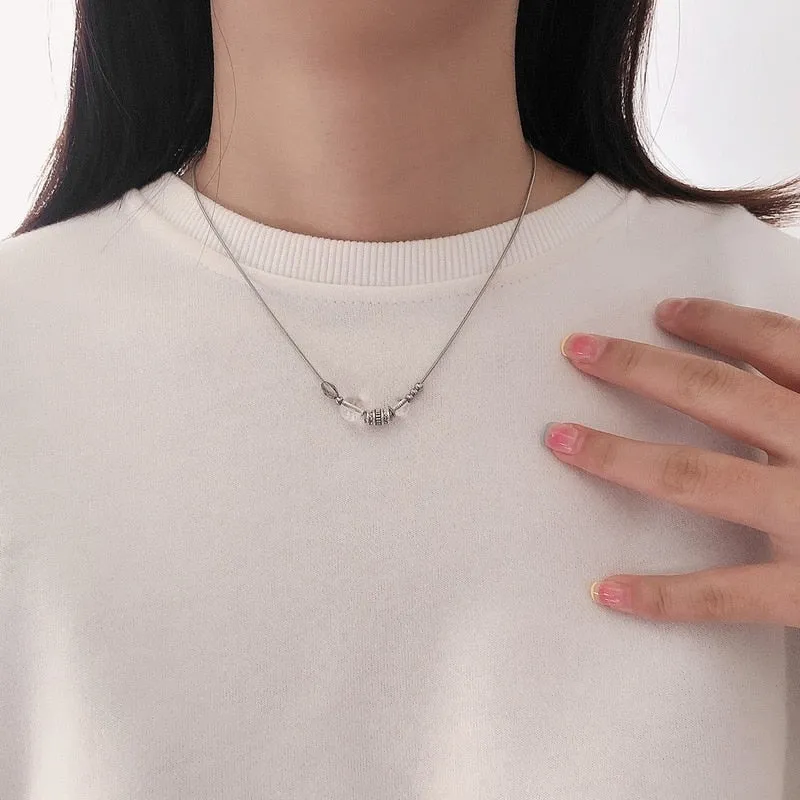 BerriesJam - 2024 Retro Collar Clavicle Minimalist Steel Beaded Necklace