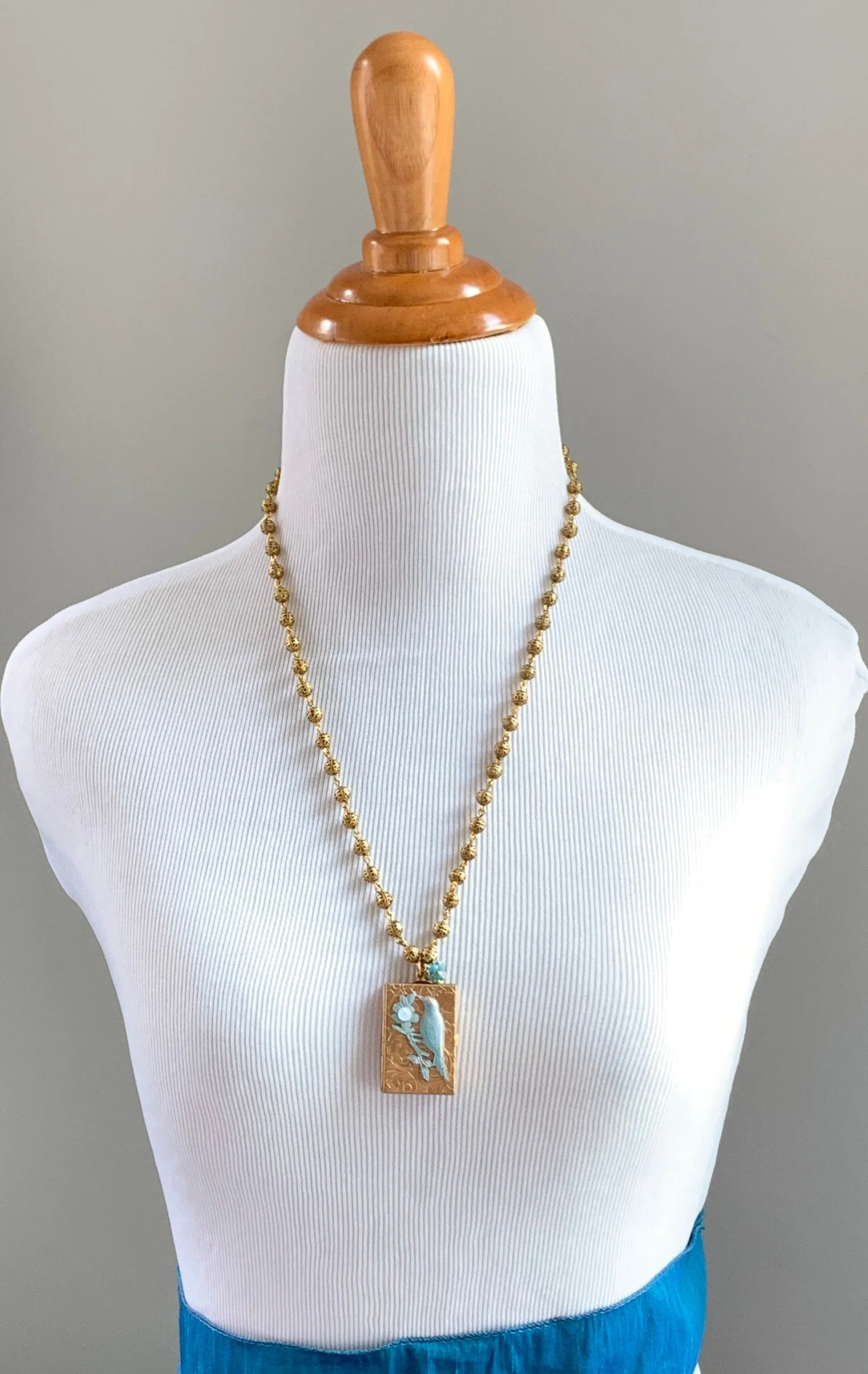 Bird Book Locket Charm Necklace - Choice of 3 Color Options