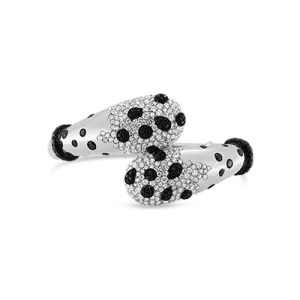 Black & White Diamond Bypass Cuff Bracelet