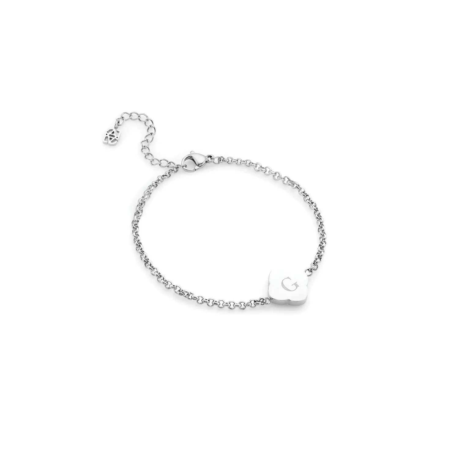 Black Enamel Clover Bracelet (Silver)