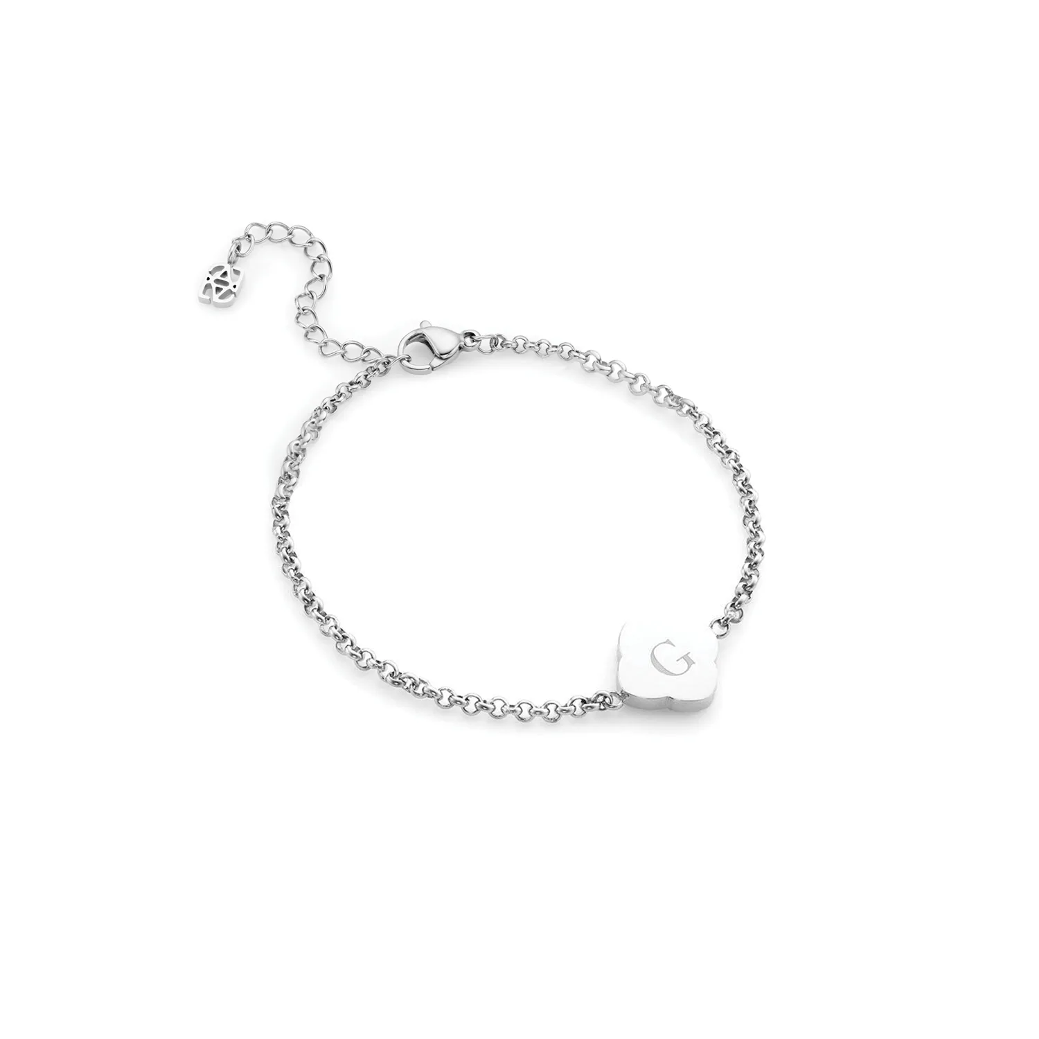 Black Enamel Clover Bracelet (Silver)