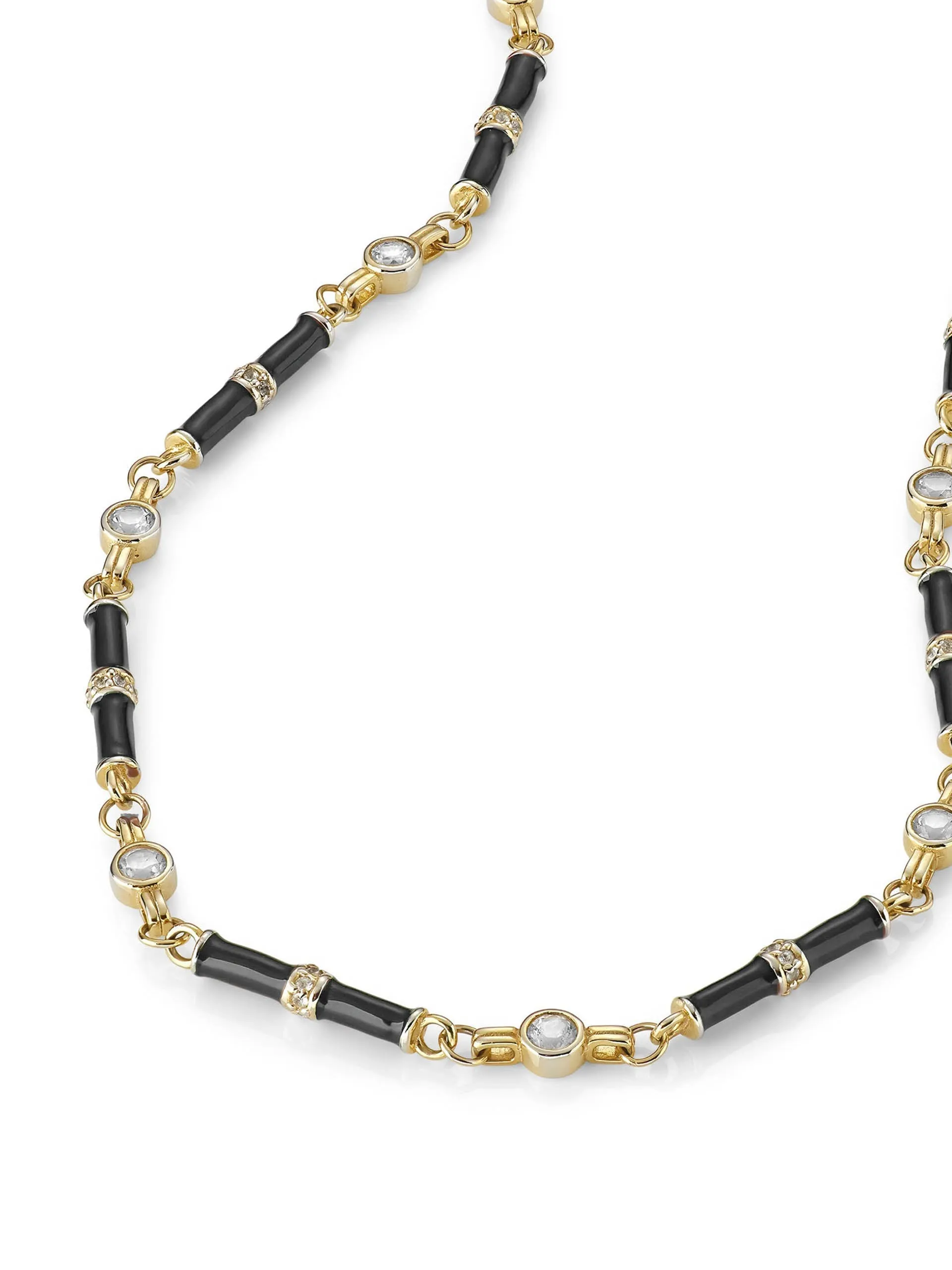 Black enamel Marlowe necklace with white topaz