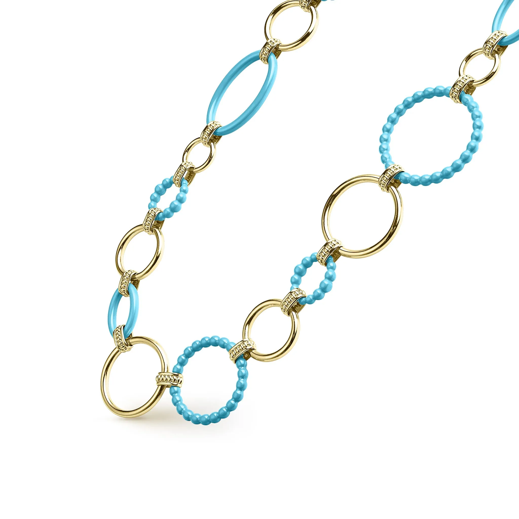Blue Caviar 18k Gold and Blue Ceramic Link Necklace