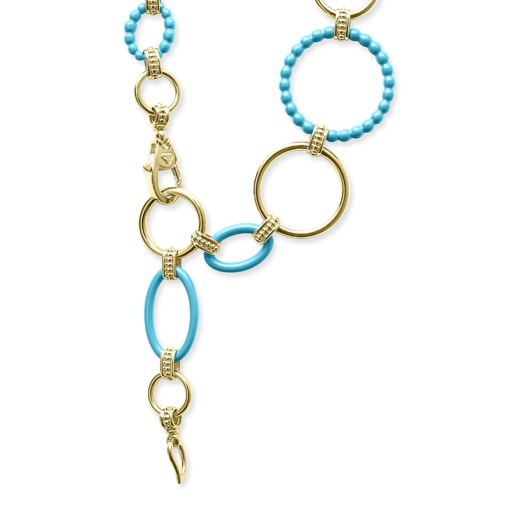 Blue Caviar 18k Gold and Blue Ceramic Link Necklace