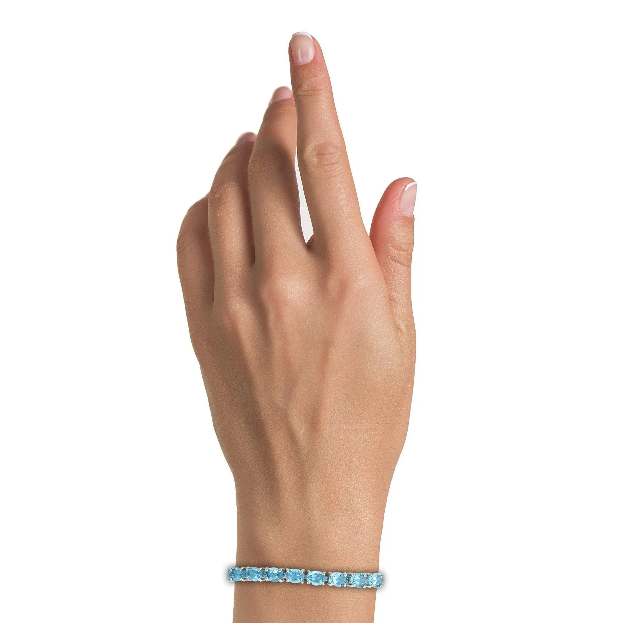 Blue Topaz and Diamond Bracelet with Flower Lock