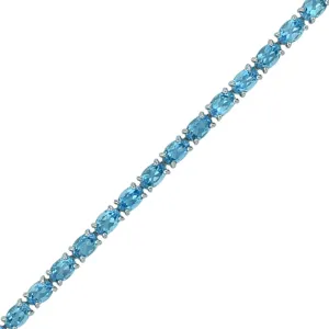 Blue Topaz and Diamond Bracelet with Flower Lock