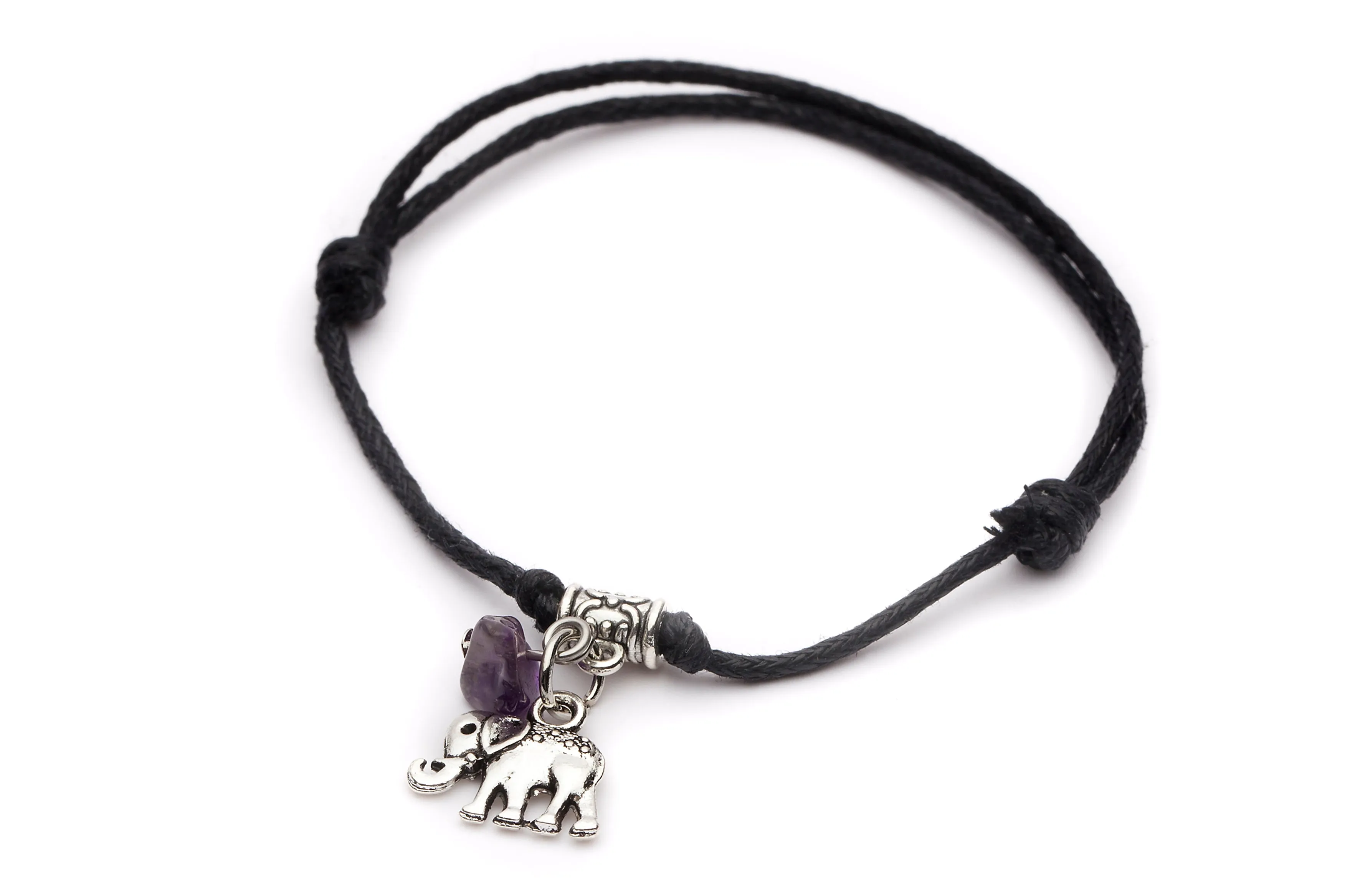 Bracelet Sliding Knots Elephant with Amethyst