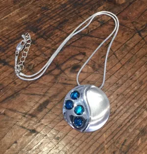 Brushed Half Circle Pendant (Teal)
