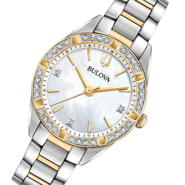 Bulova Ladies Sutton Domed Diamond Dual-Tone Watch - 98R263