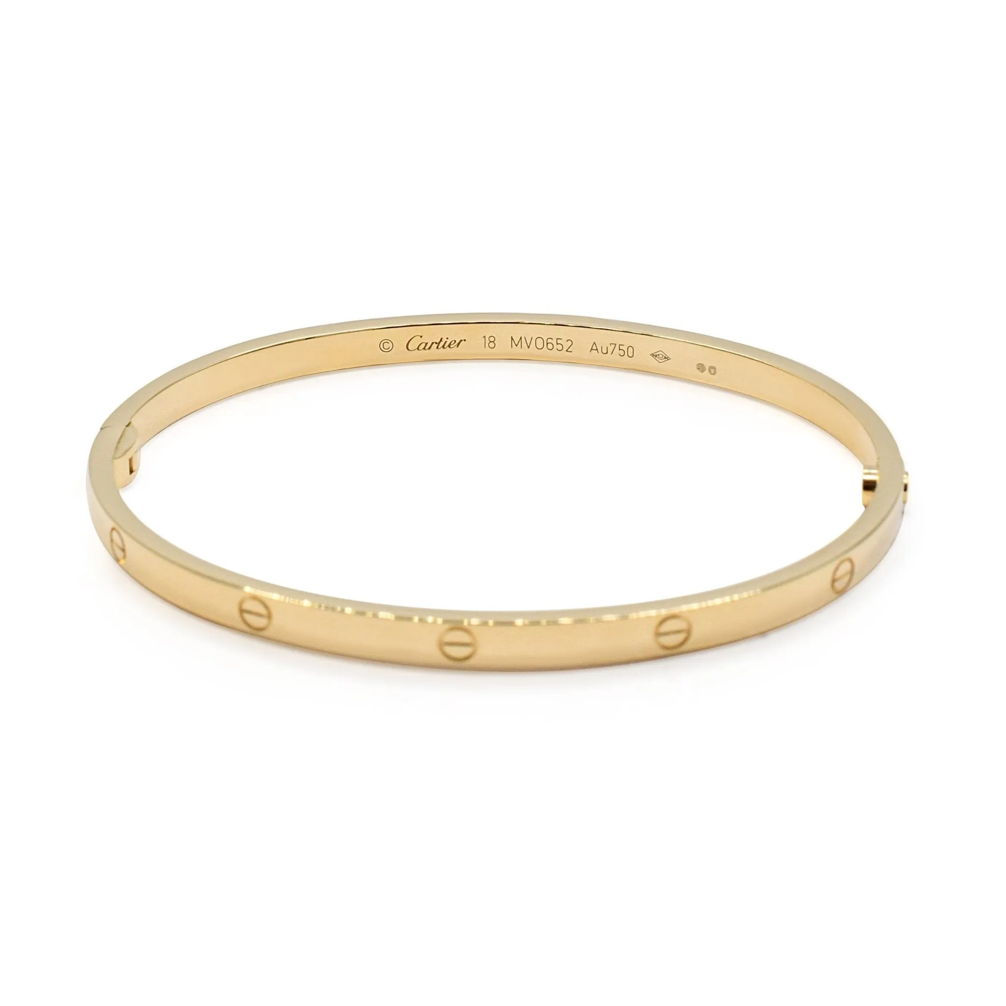 Cartier Love Bangle, Small Model Size 18 - 18ct Yellow Gold