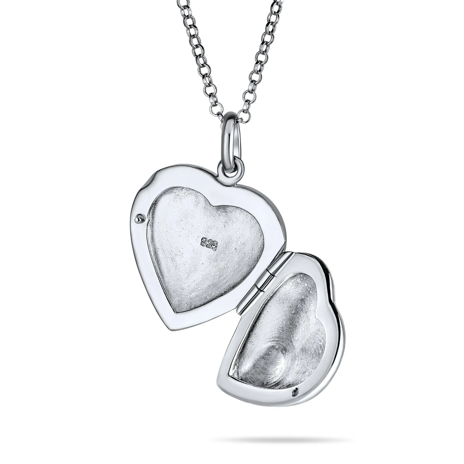 Carved Flower Roses Photo Heart Shape Locket Hold Pictures .925 Silver