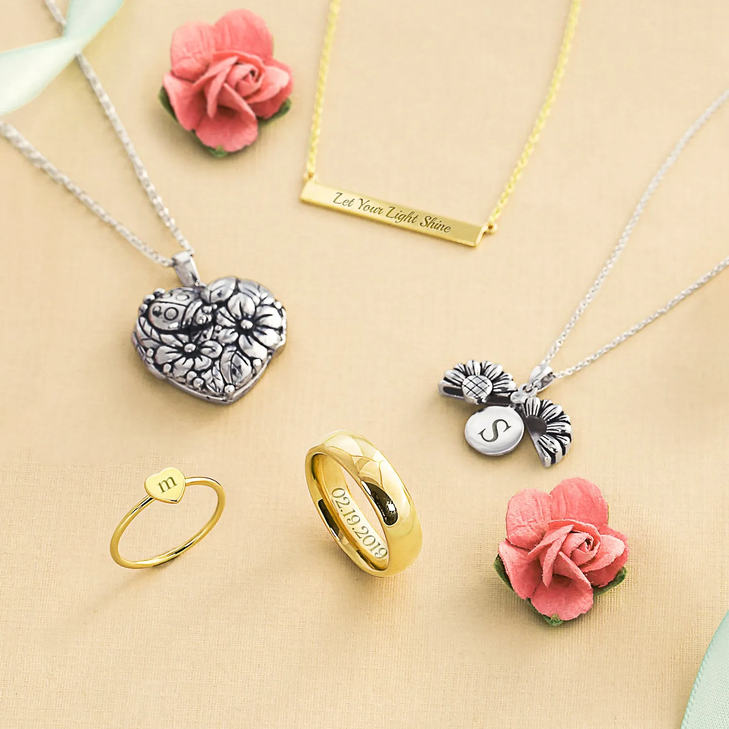 Carved Flower Roses Photo Heart Shape Locket Hold Pictures .925 Silver