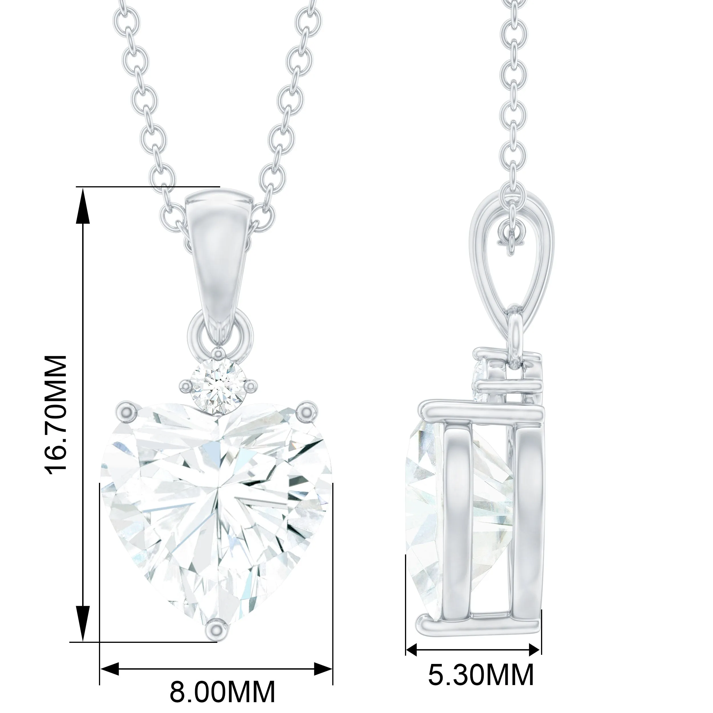 Certified Moissanite Solitaire Heart Shape Pendant