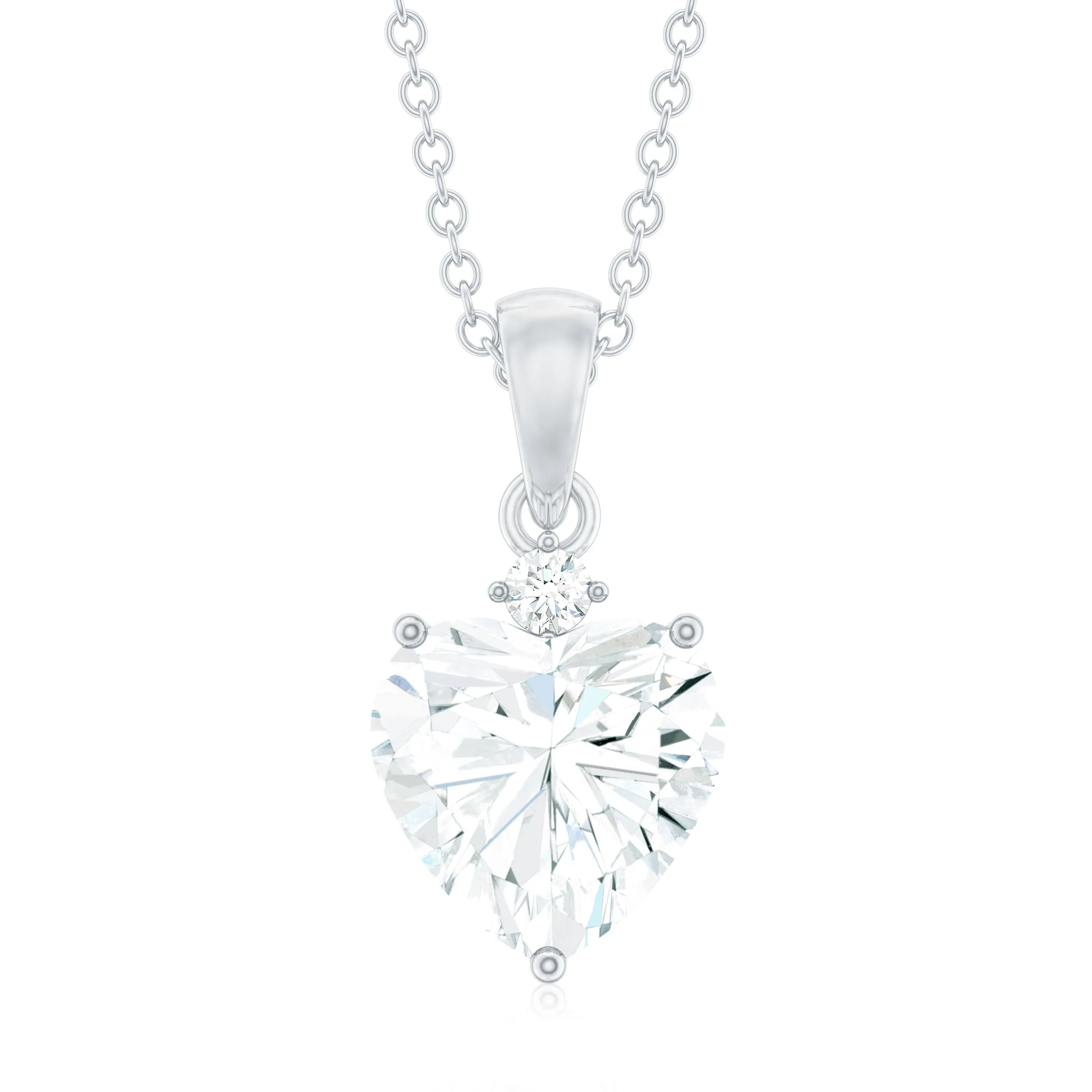 Certified Moissanite Solitaire Heart Shape Pendant