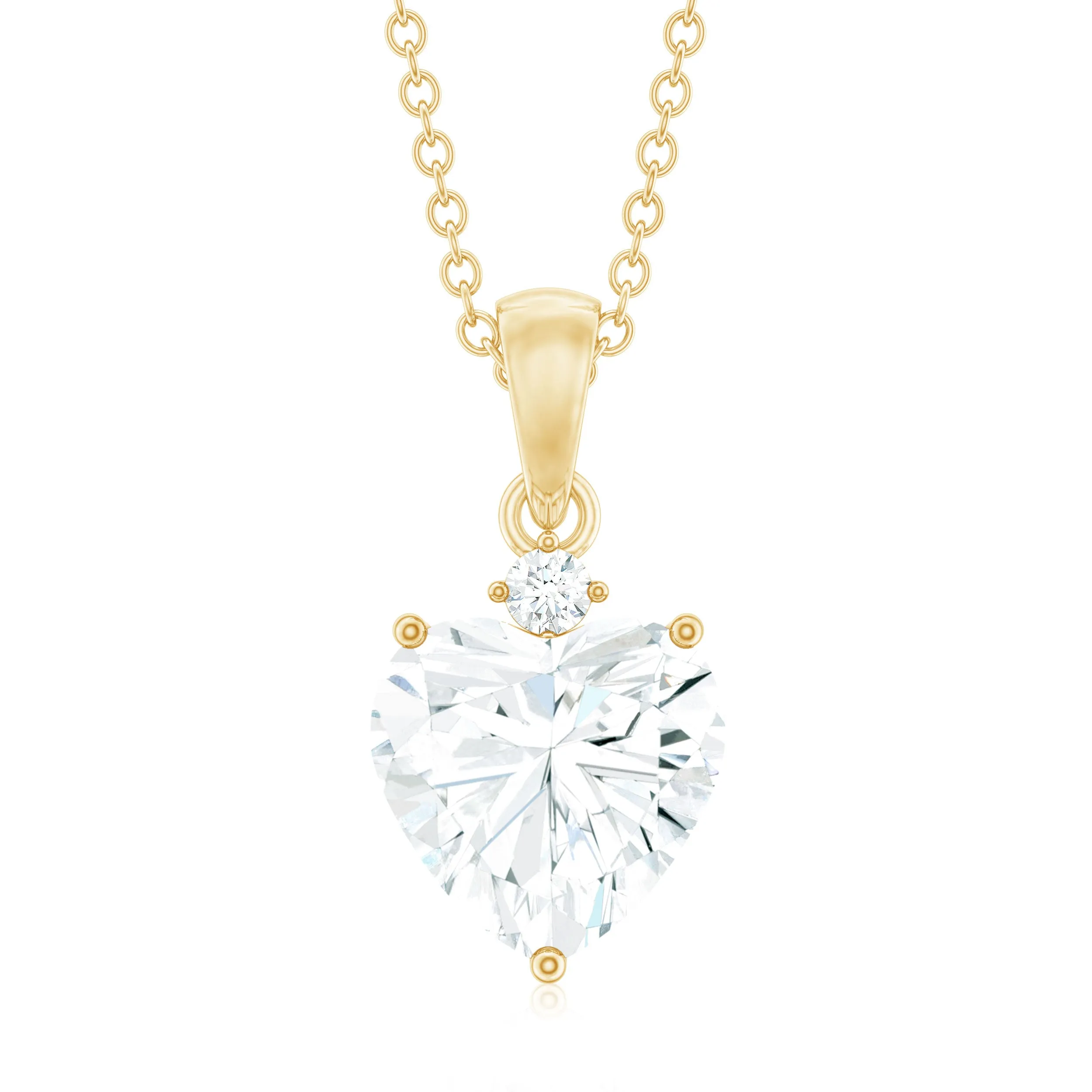 Certified Moissanite Solitaire Heart Shape Pendant