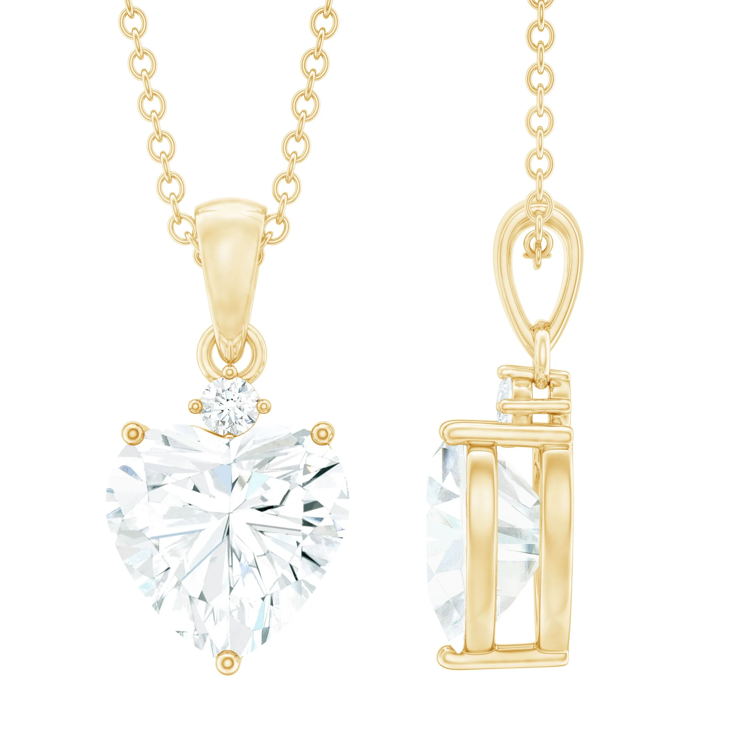 Certified Moissanite Solitaire Heart Shape Pendant